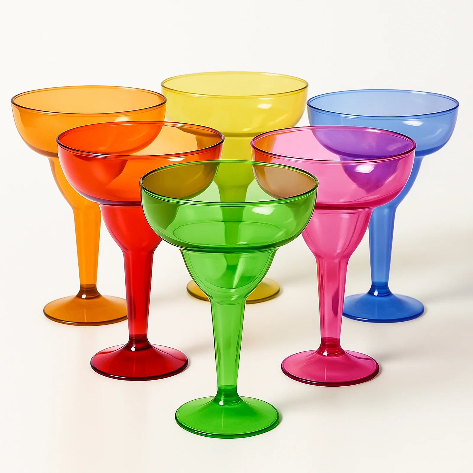 48-Pack 12oz Plastic Margarita Glasses - Assorted Colors, Reusable Cocktail Cups for Parties, Fiesta & Frozen Drinks - Image 2