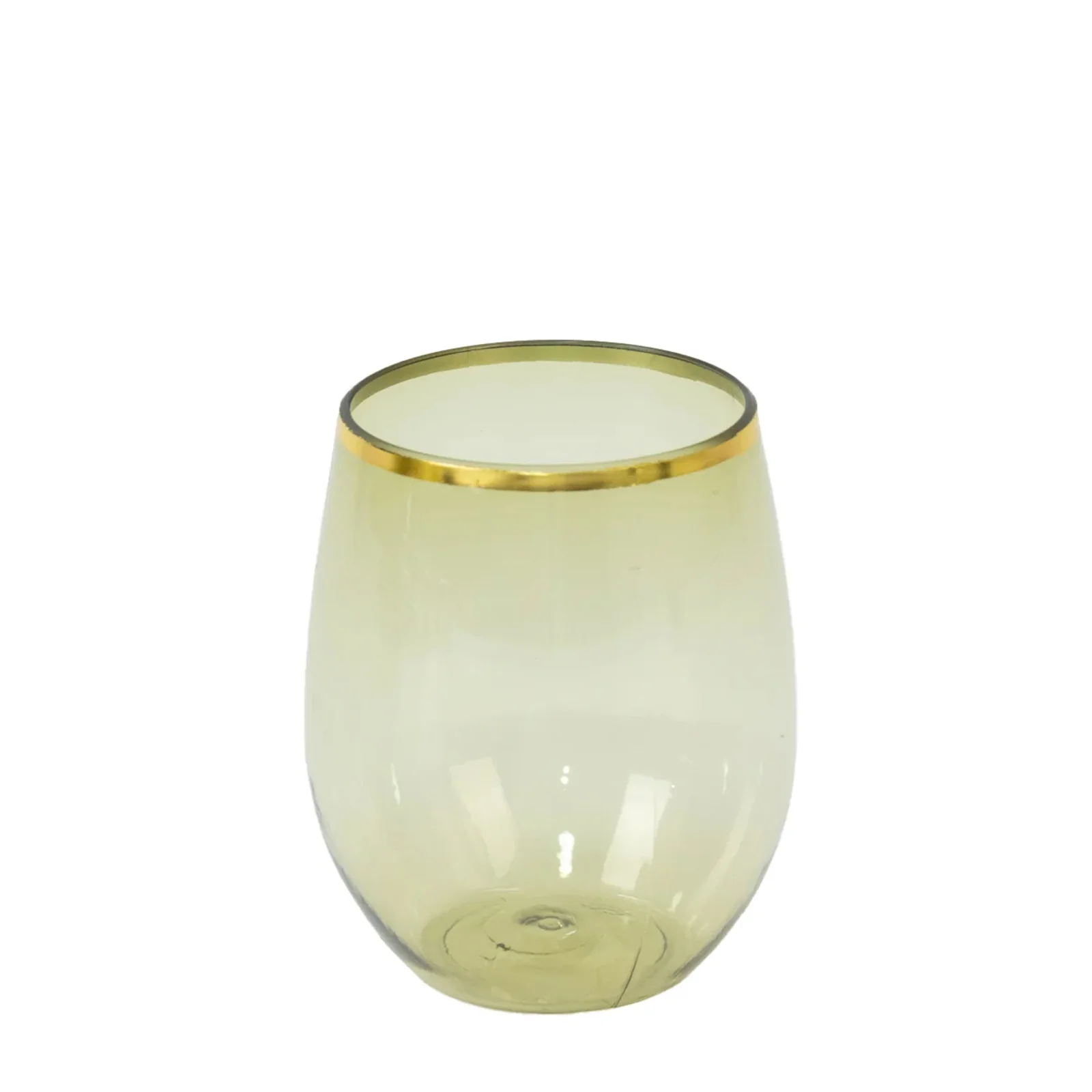12-Pack Plastic Wine Tumblers Transparent Dusty Sage Green with Gold Rim - Reusable Drinkware 12oz - Image 2