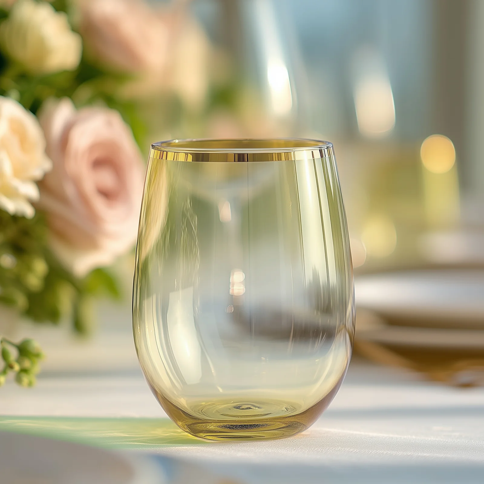 12-Pack Plastic Wine Tumblers Transparent Dusty Sage Green with Gold Rim - Reusable Drinkware 12oz - Image 7