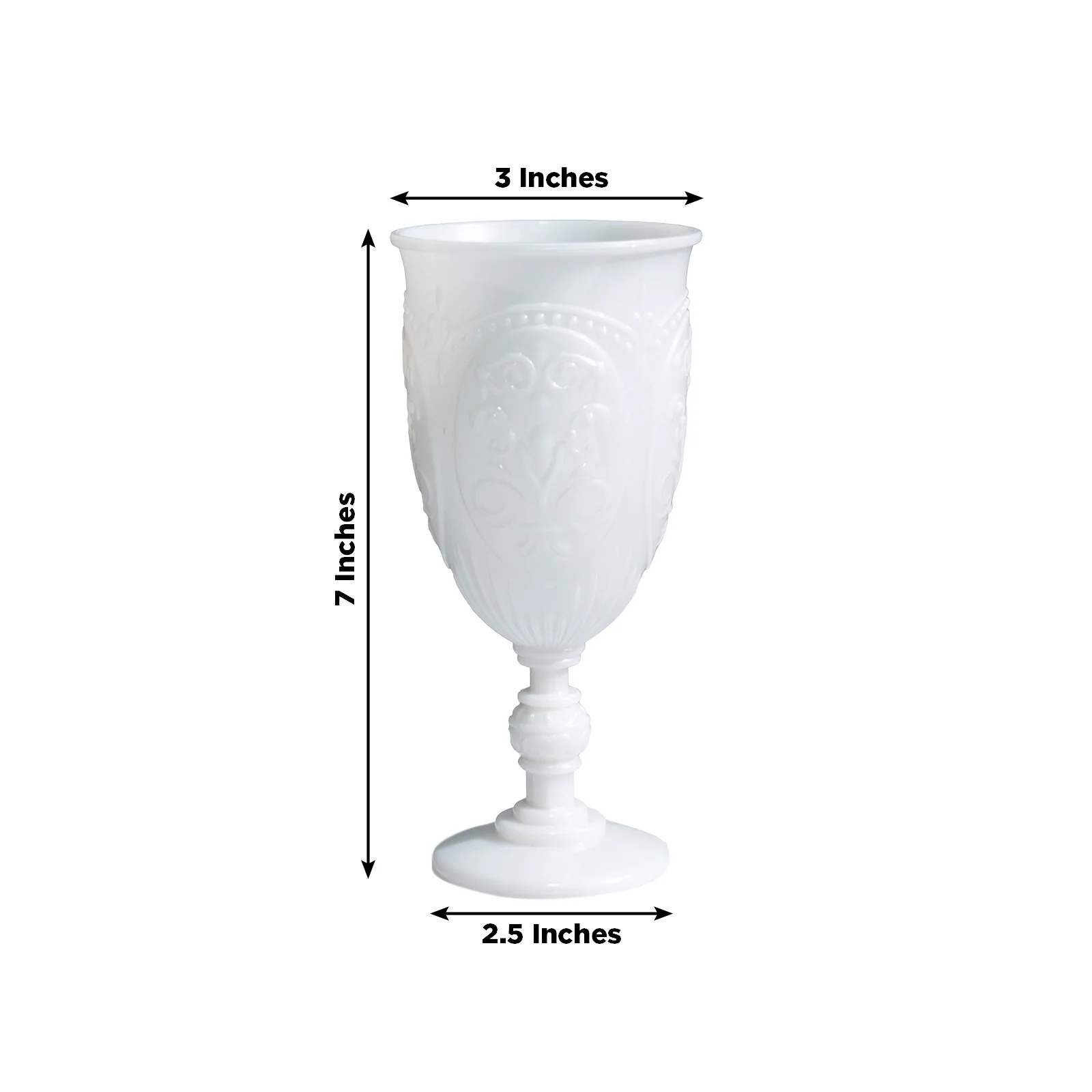 24-Pack Plastic Wine Glasses 10oz – Pearl White Vintage Goblets with Retro Embossed Design, Elegant Drinkware - 7" Tall - Image 9