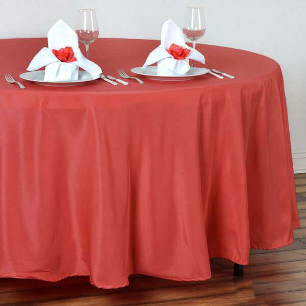 Polyester 108" Round Tablecloth Red - Wrinkle-Resistant Table Cover - Image 3