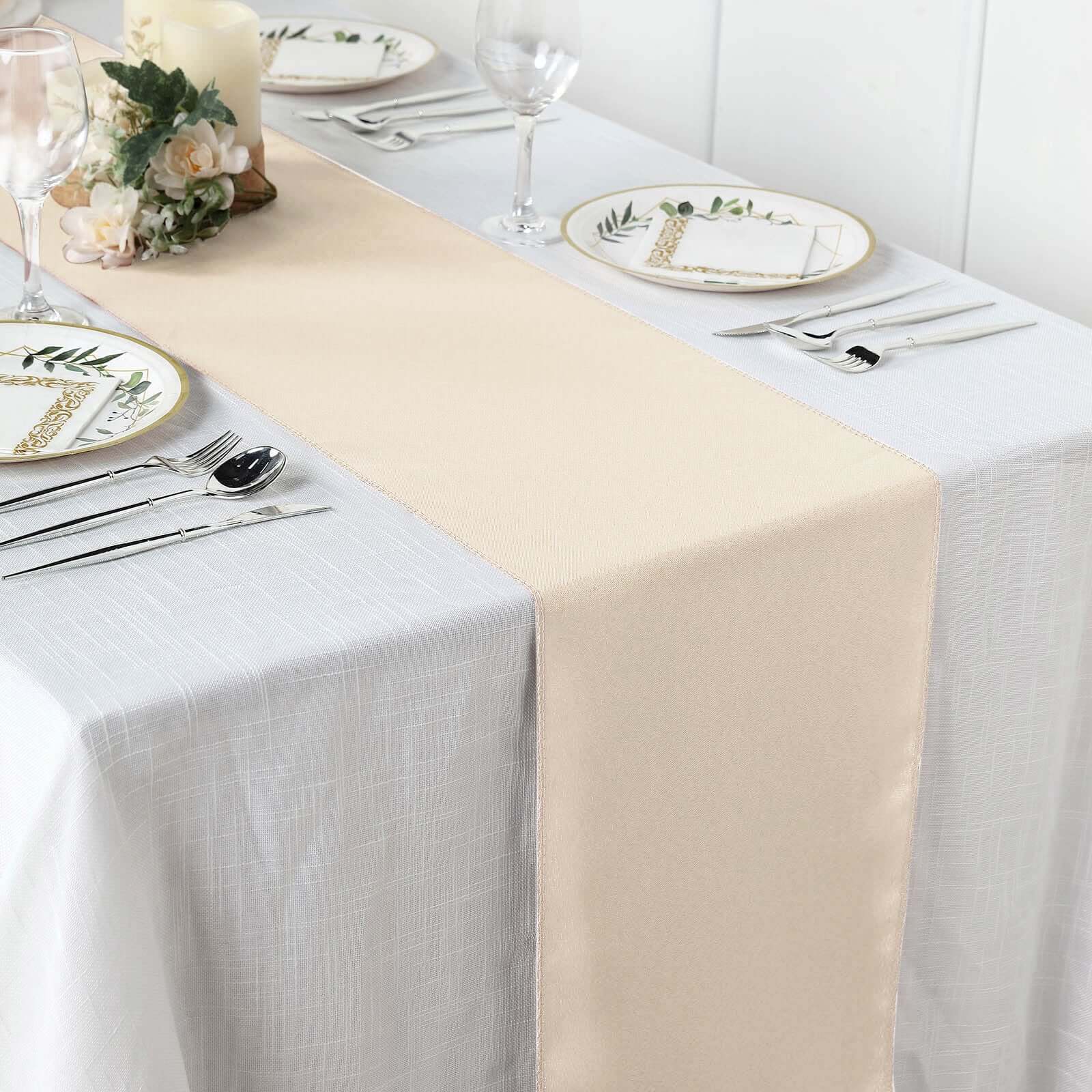 Polyester 12"x108" Table Runner Beige - Durable & Wrinkle-Resistant Table Decor - Image 2