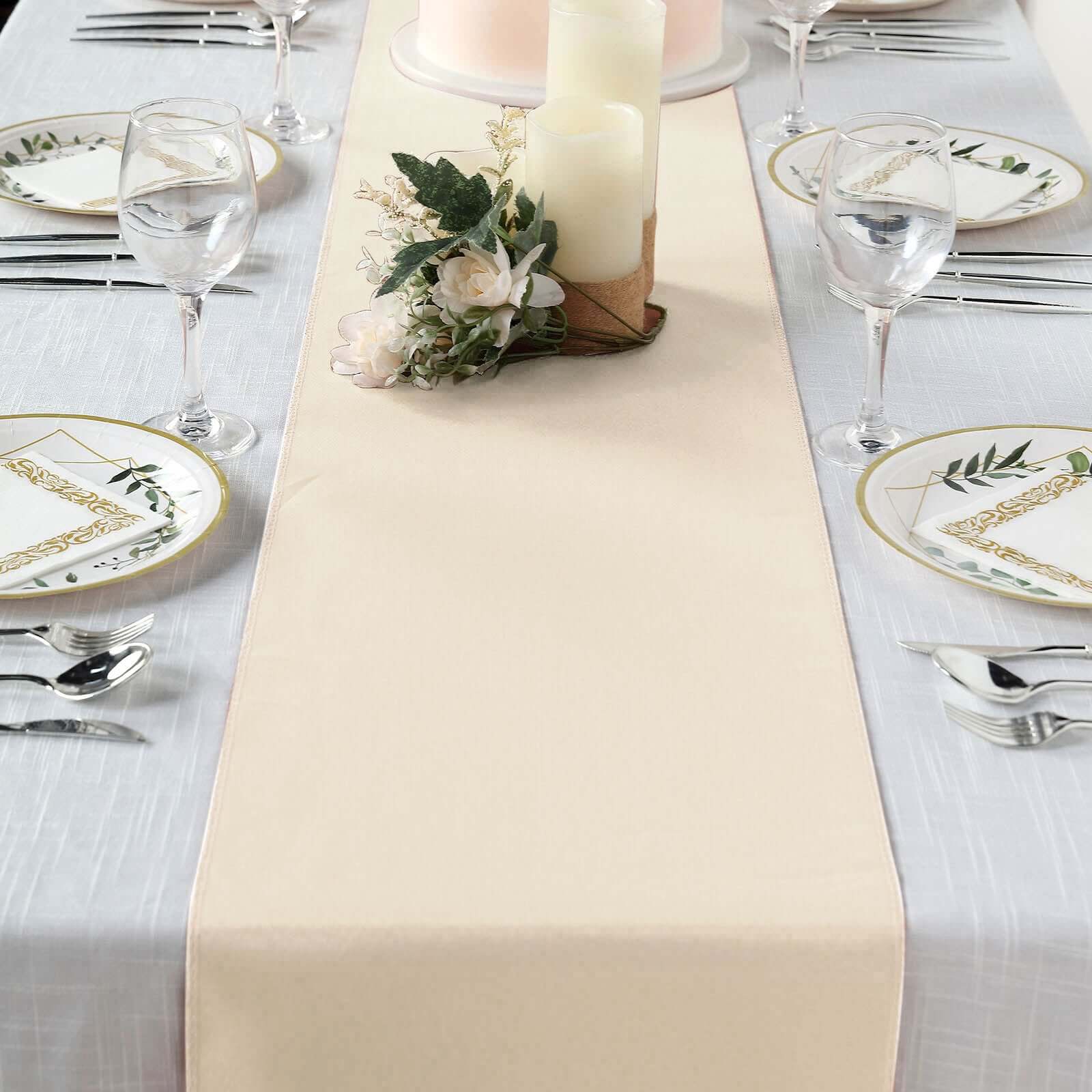 Polyester 12"x108" Table Runner Beige - Durable & Wrinkle-Resistant Table Decor - Image 6
