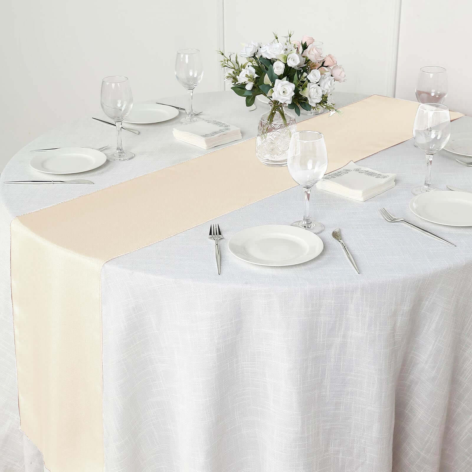 Polyester 12"x108" Table Runner Beige - Durable & Wrinkle-Resistant Table Decor - Image 7