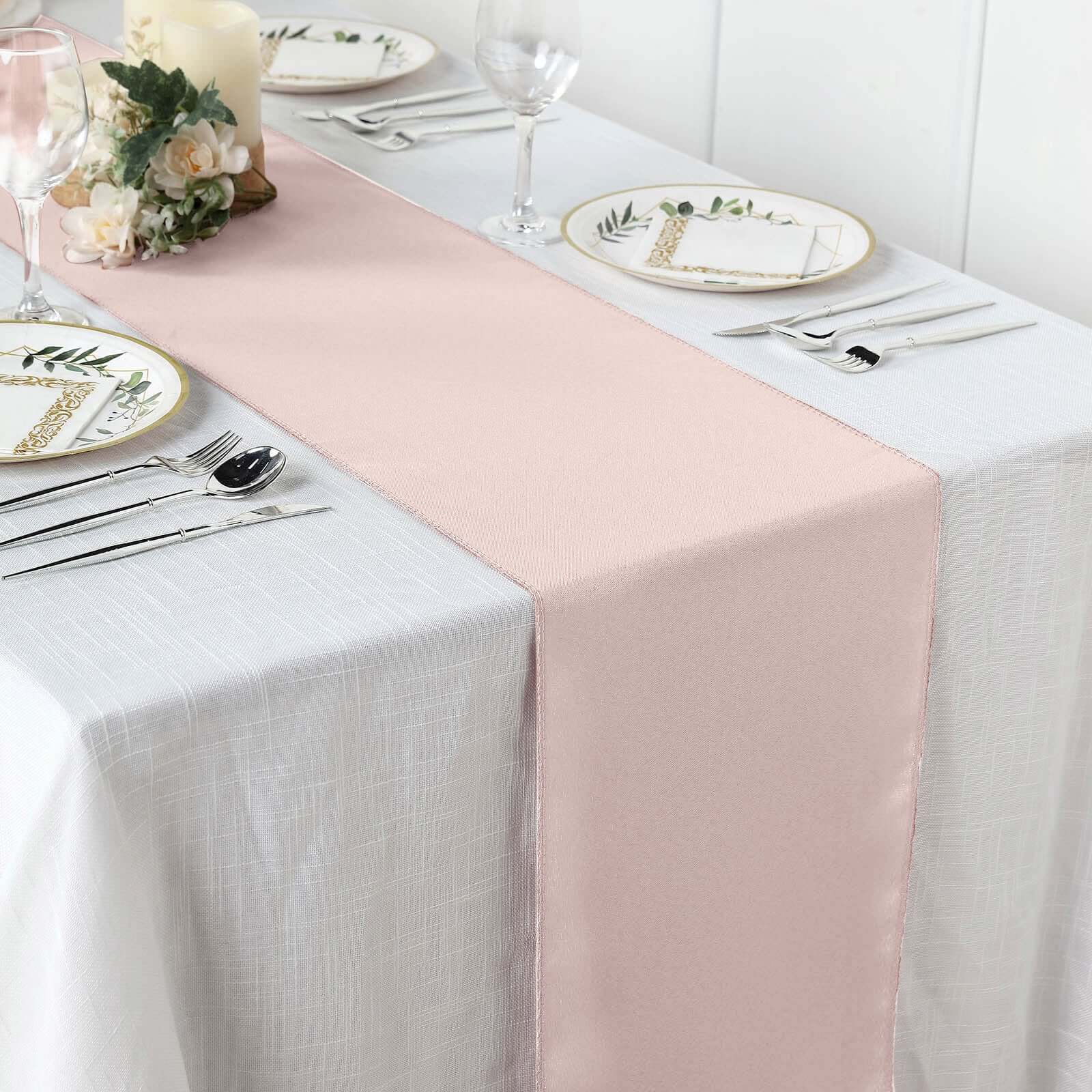 Polyester 12"x108" Table Runner Blush - Durable & Wrinkle-Resistant Table Decor - Image 2