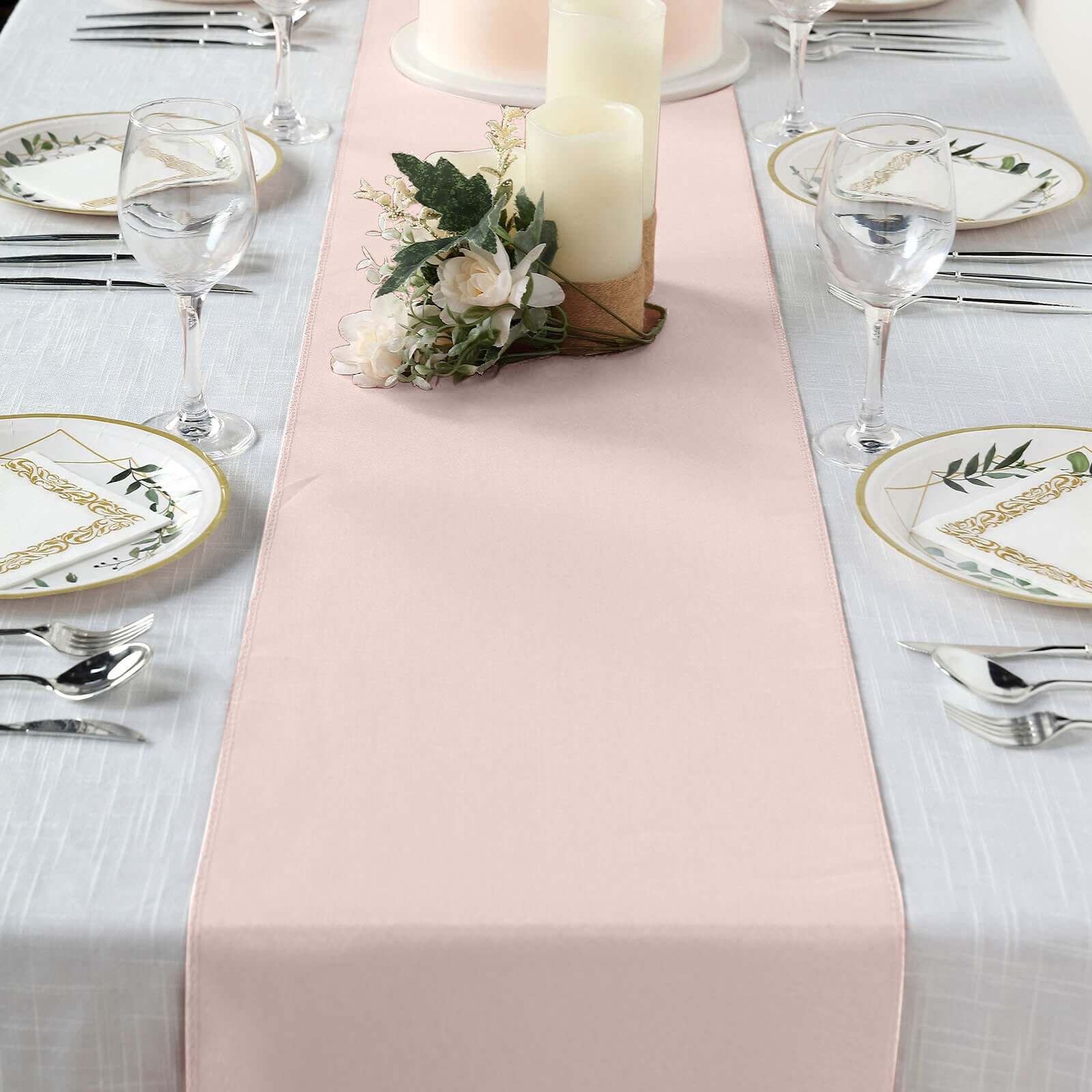 Polyester 12"x108" Table Runner Blush - Durable & Wrinkle-Resistant Table Decor - Image 6