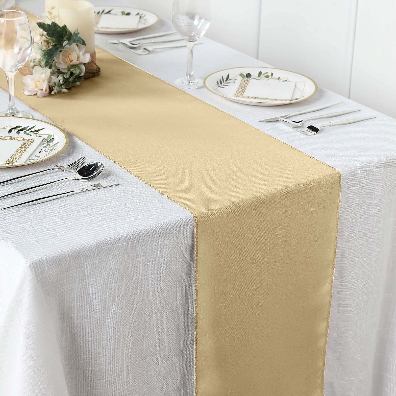Polyester 12"x108" Table Runner Champagne - Durable & Wrinkle-Resistant Table Decor - Image 2