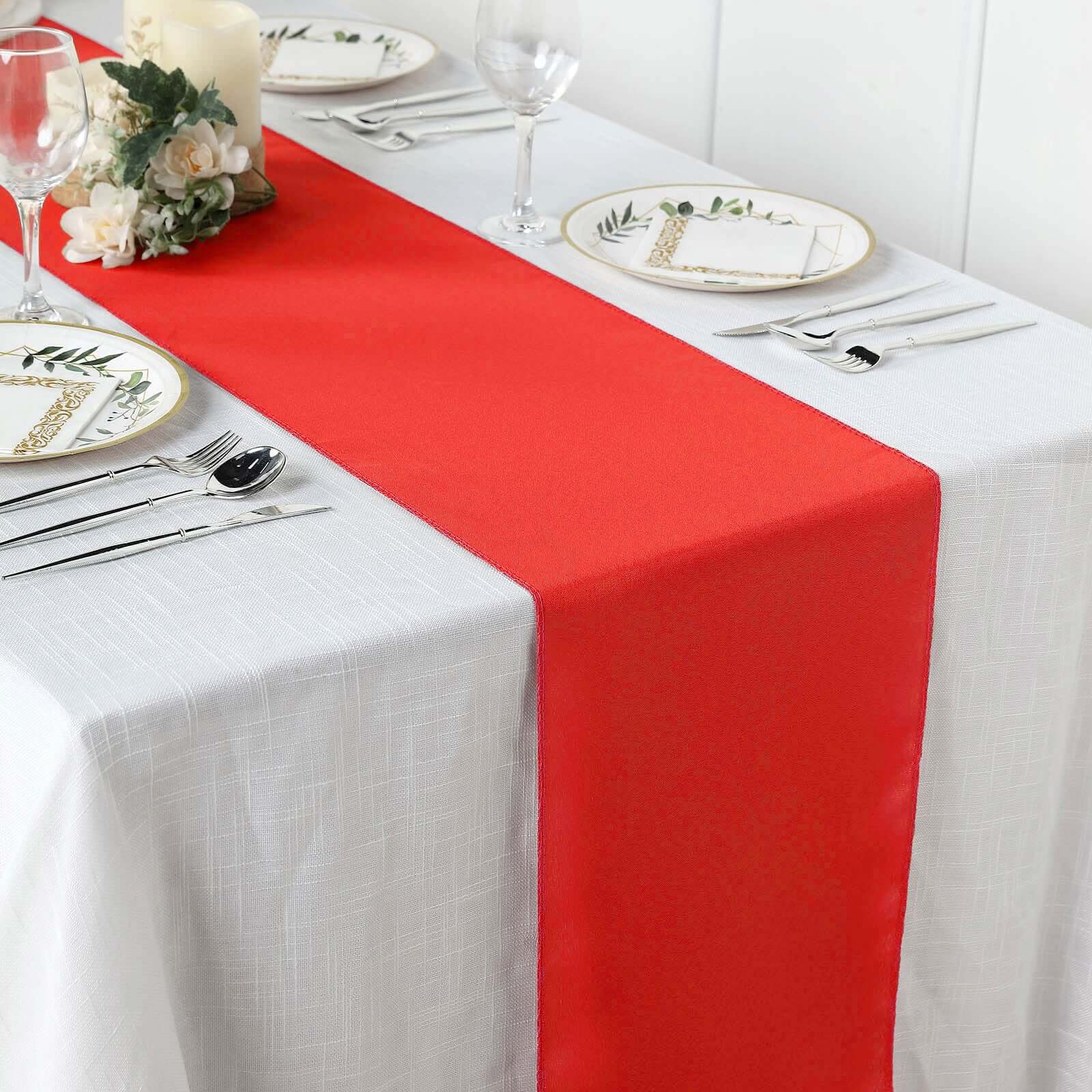 Polyester 12"x108" Table Runner Red - Durable & Wrinkle-Resistant Table Decor - Image 2