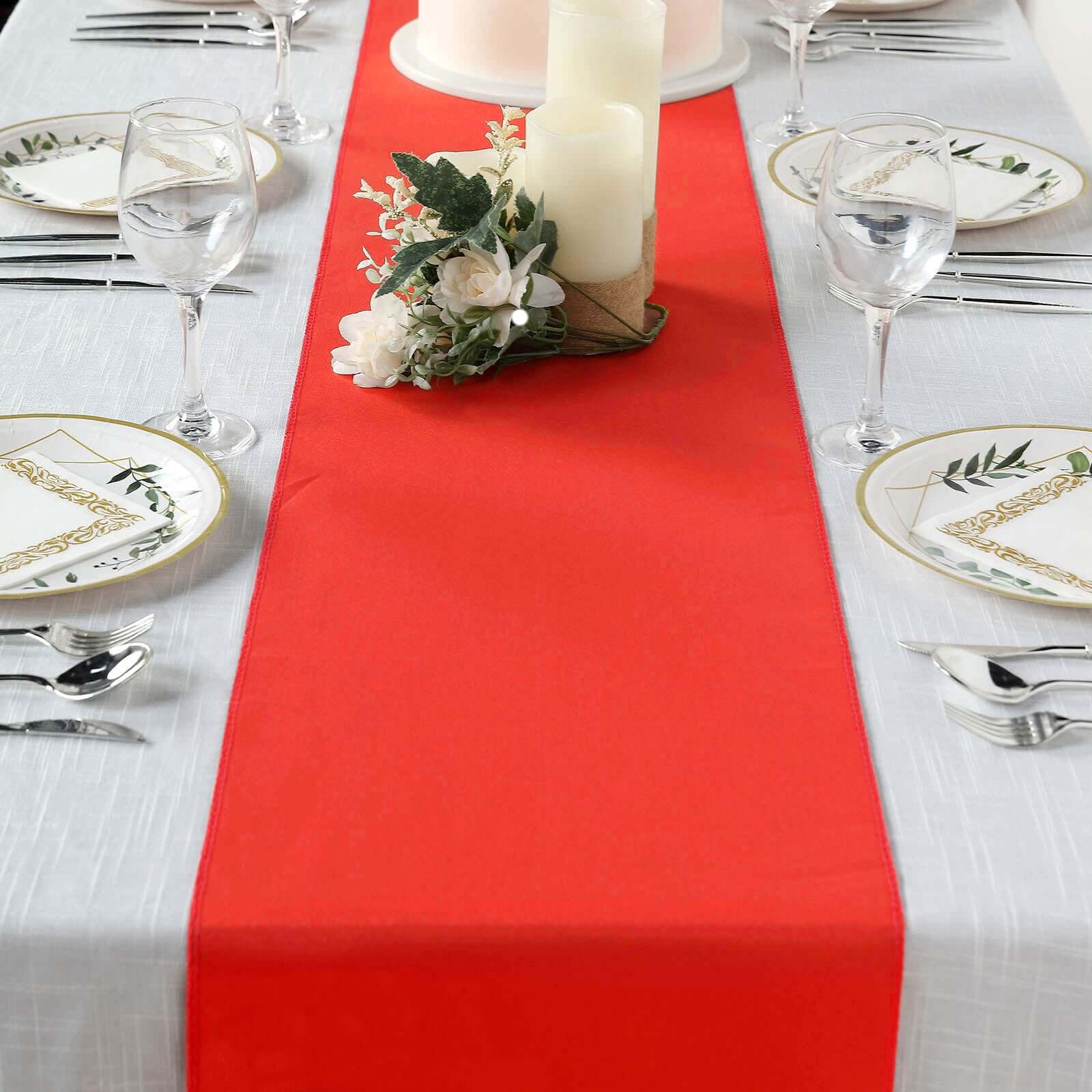 Polyester 12"x108" Table Runner Red - Durable & Wrinkle-Resistant Table Decor - Image 6