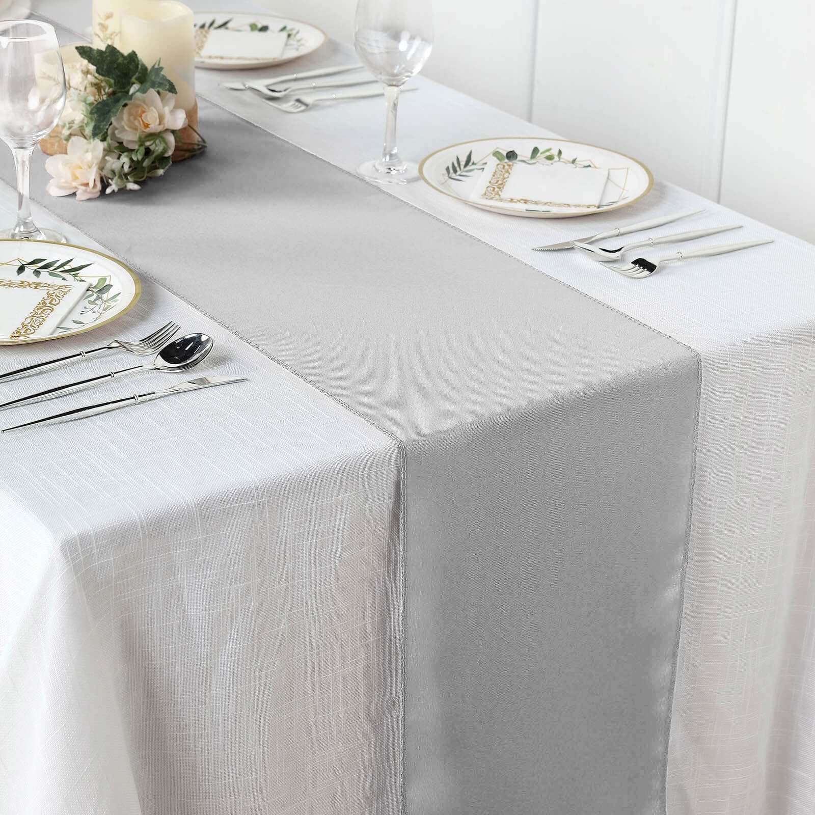Polyester 12"x108" Table Runner Silver - Durable & Wrinkle-Resistant Table Decor - Image 2