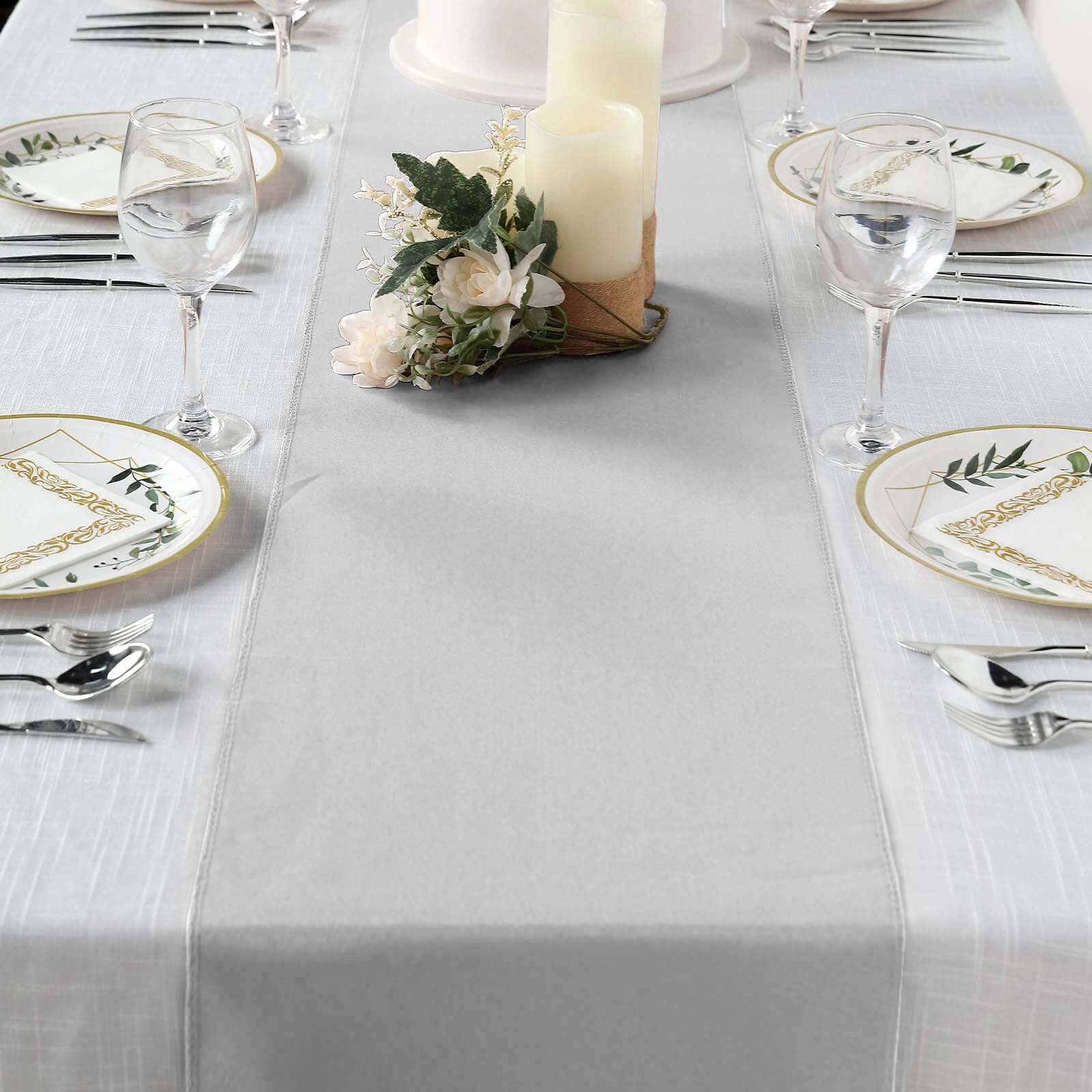 Polyester 12"x108" Table Runner Silver - Durable & Wrinkle-Resistant Table Decor - Image 6