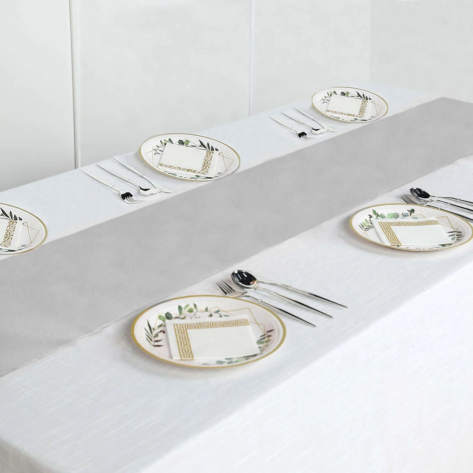 Polyester 12"x108" Table Runner Silver - Durable & Wrinkle-Resistant Table Decor - Image 7