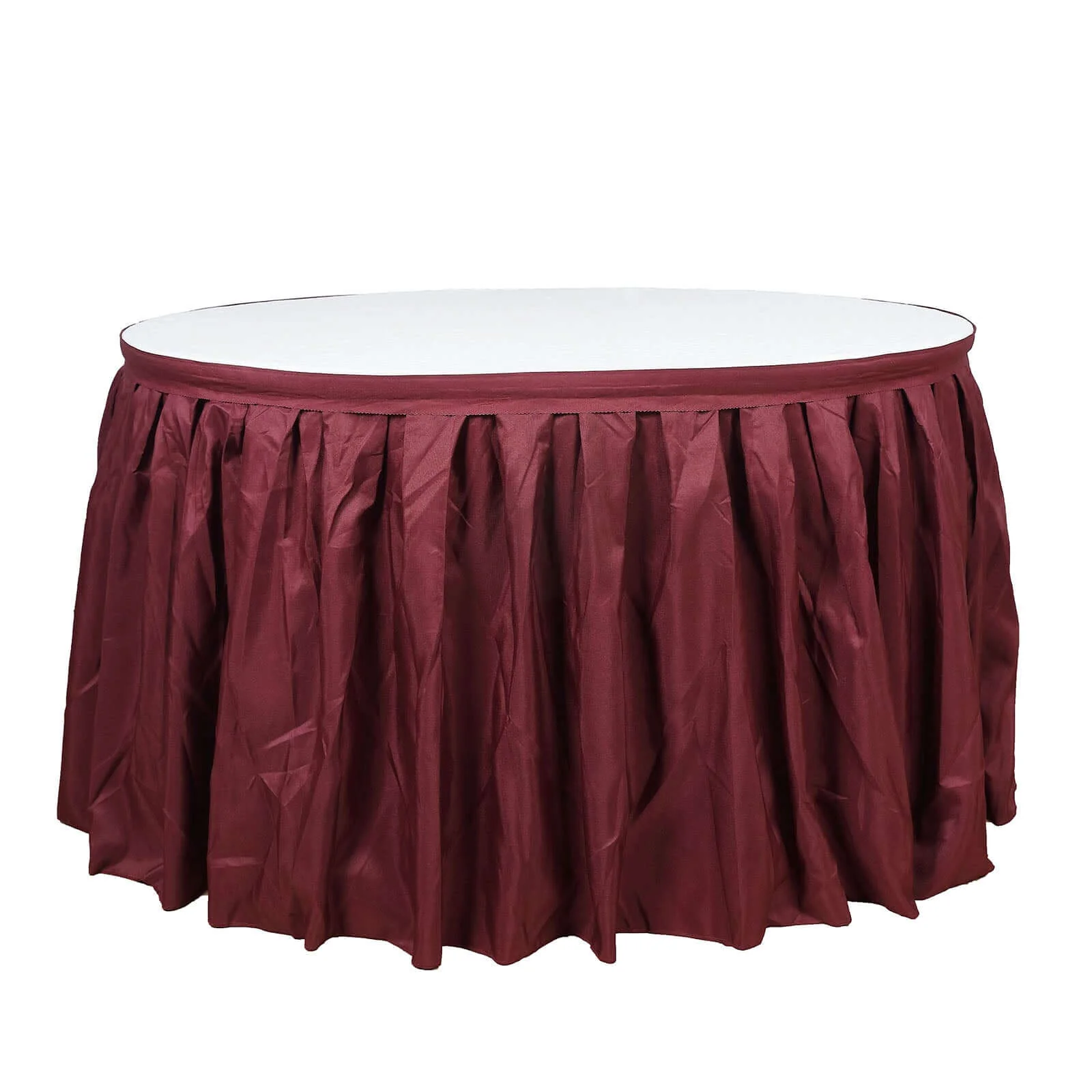 Polyester 14ft Table Skirt Burgundy - Classic Pleated Design - Image 7