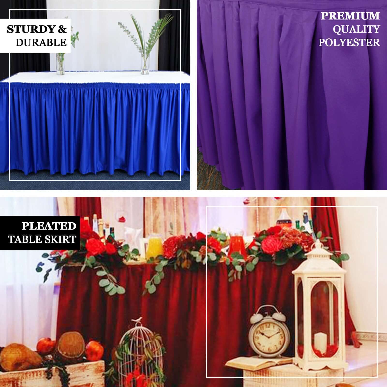Polyester 14ft Table Skirt Gold - Classic Pleated Design for Weddings & Events - Image 3