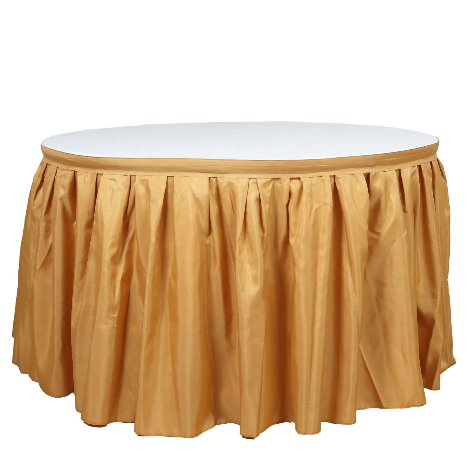 Polyester 14ft Table Skirt Gold - Classic Pleated Design for Weddings & Events - Image 7