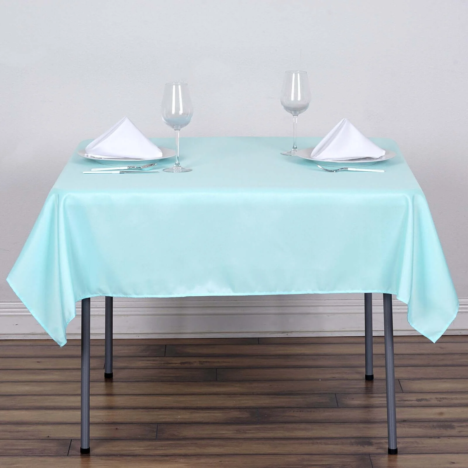 Polyester 54"x54" Table Overlay Square Tablecloth Light Blue - Wrinkle-Resistant & Durable Table Cover - Image 2