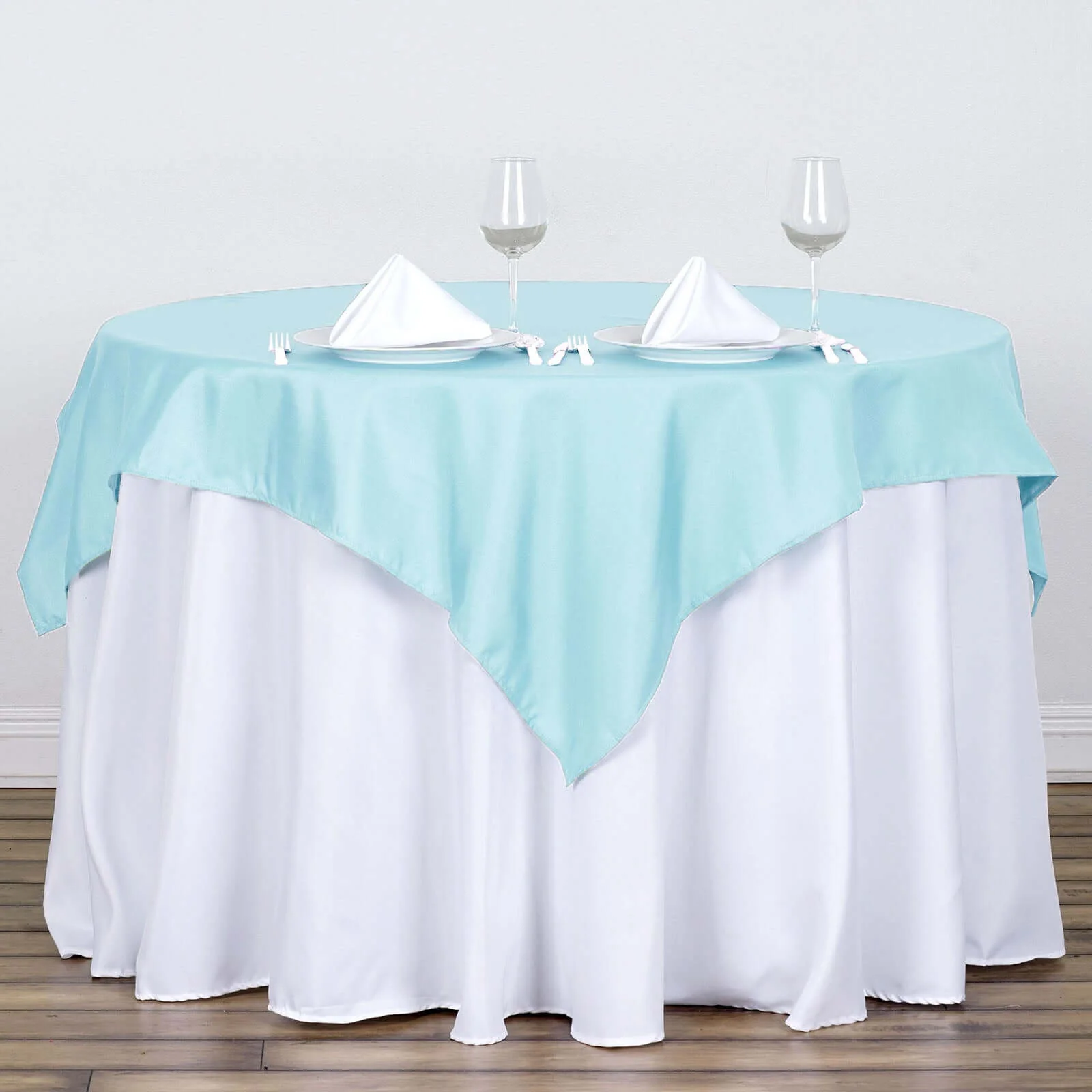 Polyester 54"x54" Table Overlay Square Tablecloth Light Blue - Wrinkle-Resistant & Durable Table Cover - Image 8