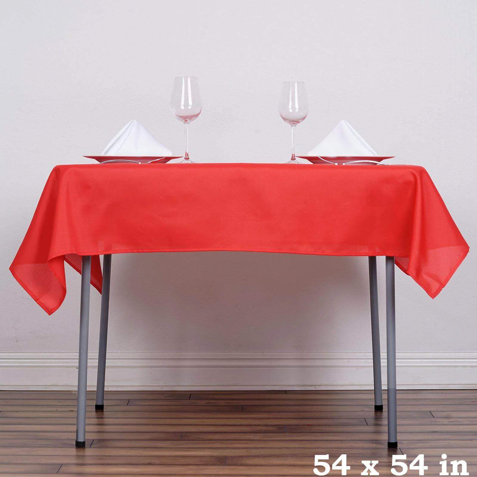 Polyester 54"x54" Table Overlay Square Tablecloth Red - Wrinkle-Resistant & Durable Table Cover - Image 2