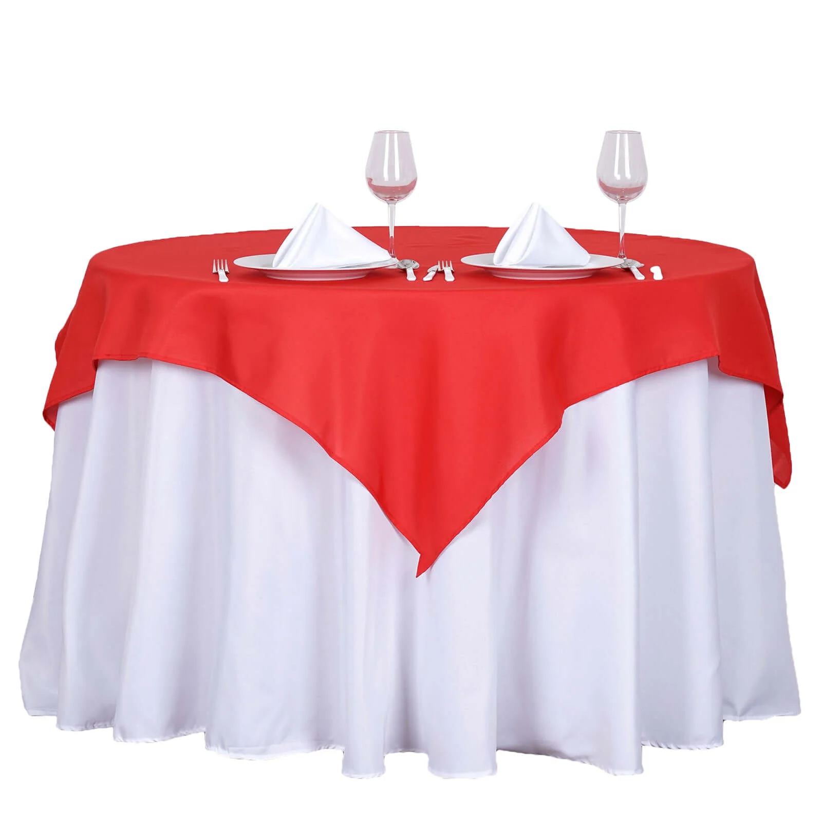 Polyester 54"x54" Table Overlay Square Tablecloth Red - Wrinkle-Resistant & Durable Table Cover - Image 7