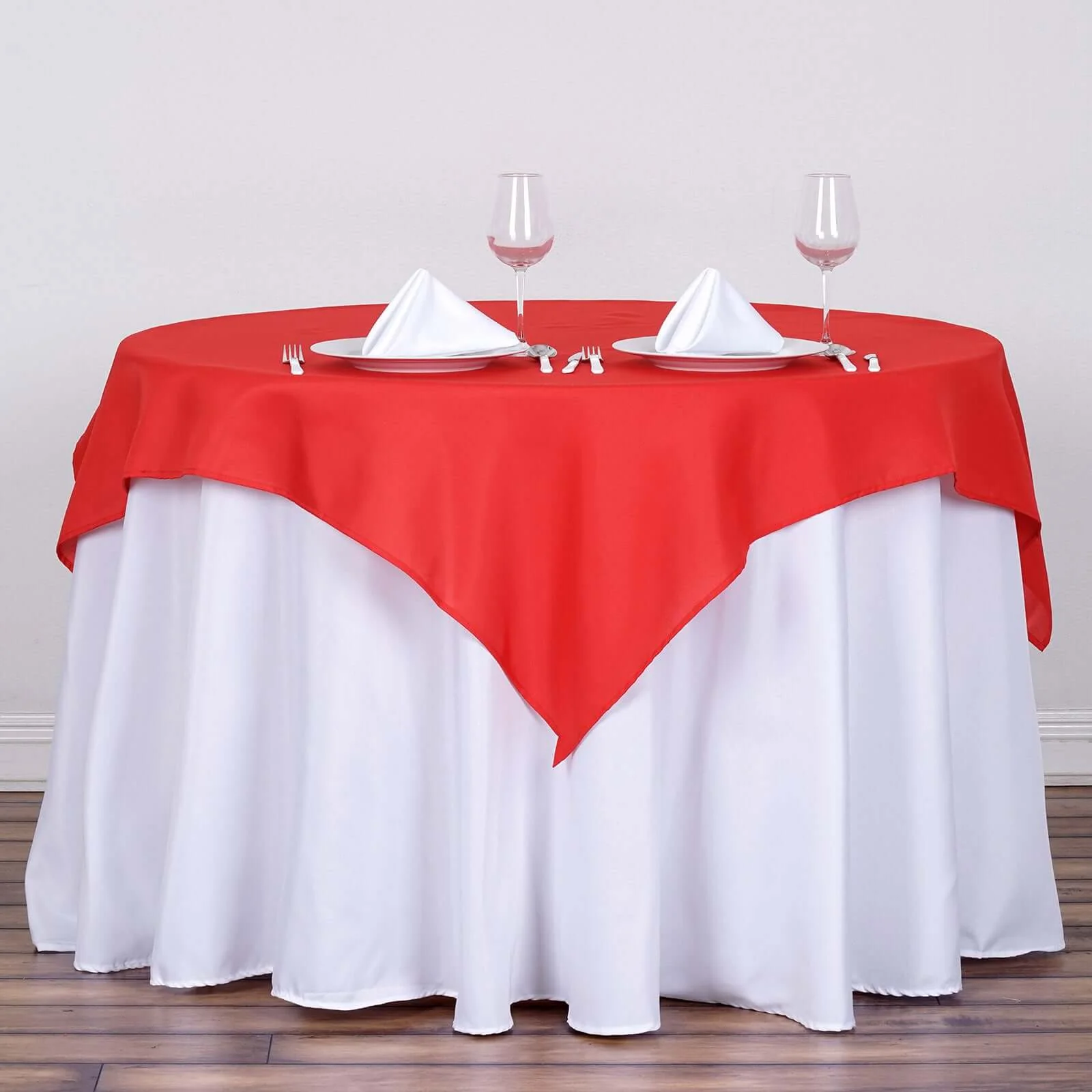 Polyester 54"x54" Table Overlay Square Tablecloth Red - Wrinkle-Resistant & Durable Table Cover - Image 8