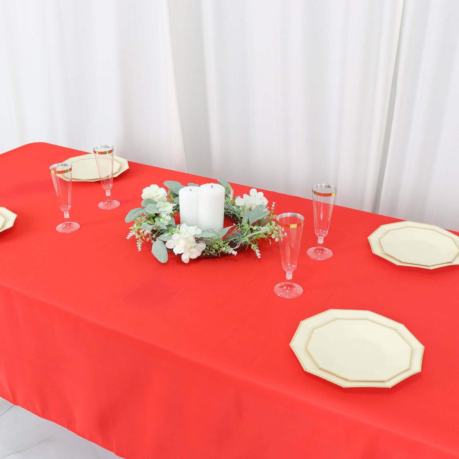 Polyester 54"x96" Rectangle Tablecloth Red - Wrinkle-Resistant & Easy-to-Care Table Cover - Image 3