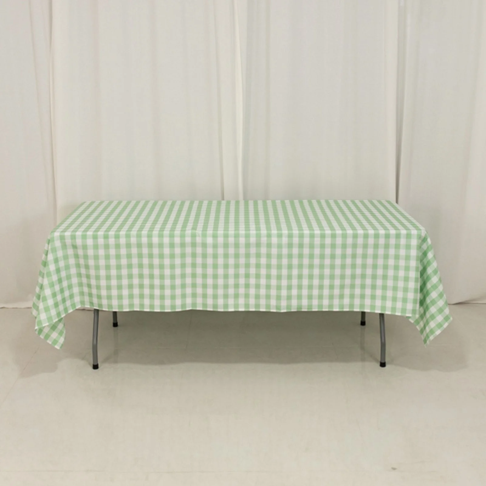 Polyester 60"x102" Rectangle Tablecloth White/Sage Green - Checkered Buffalo Plaid Table Cover - Image 3