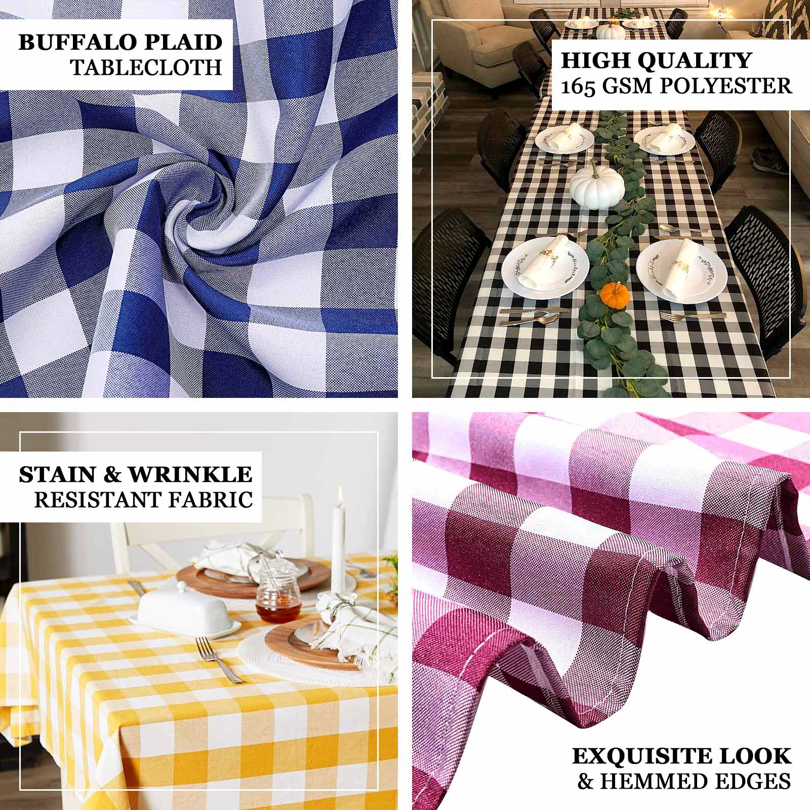 Polyester 60"x102" Rectangle Tablecloth White/Sage Green - Checkered Buffalo Plaid Table Cover - Image 4
