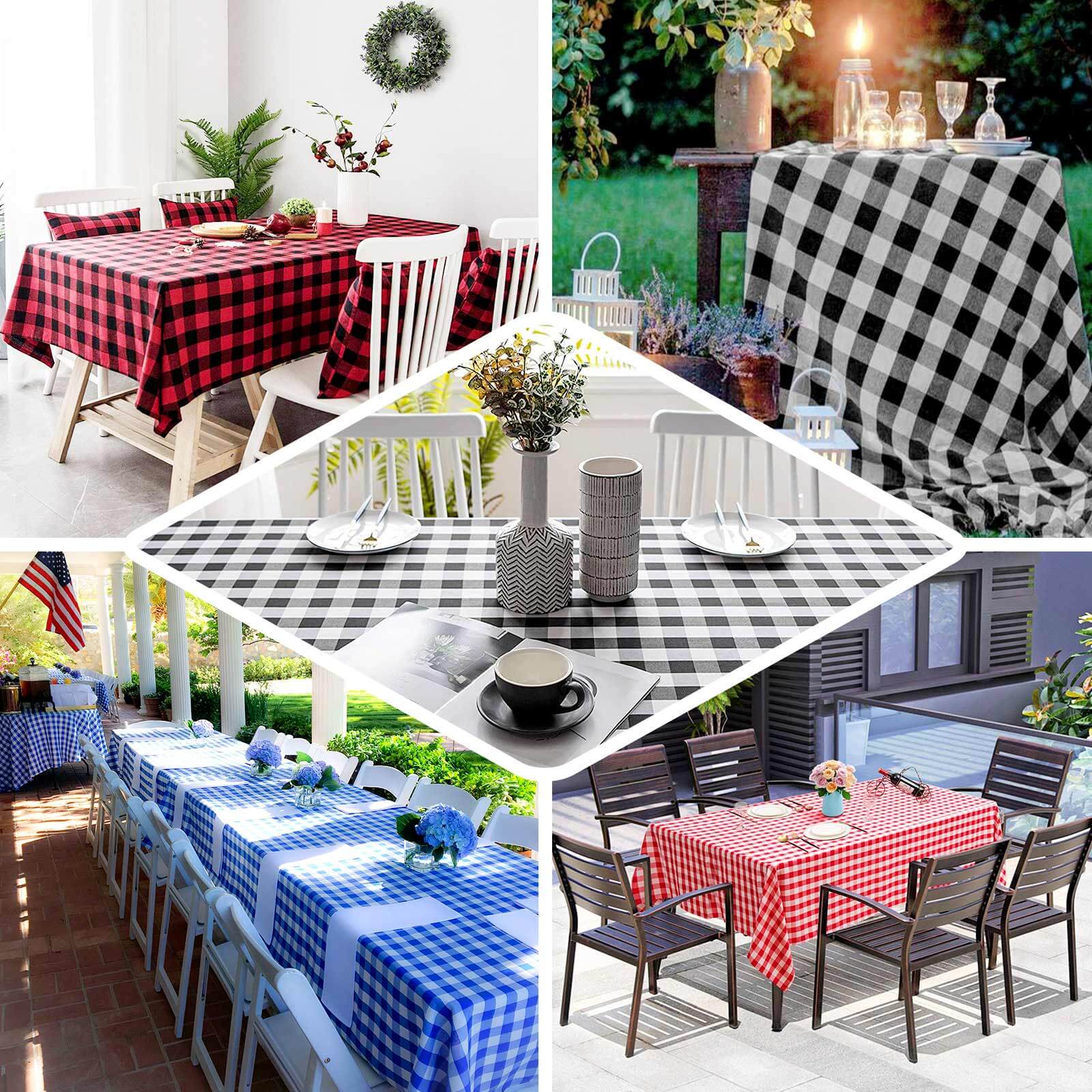 Polyester 60"x102" Rectangle Tablecloth White/Sage Green - Checkered Buffalo Plaid Table Cover - Image 5