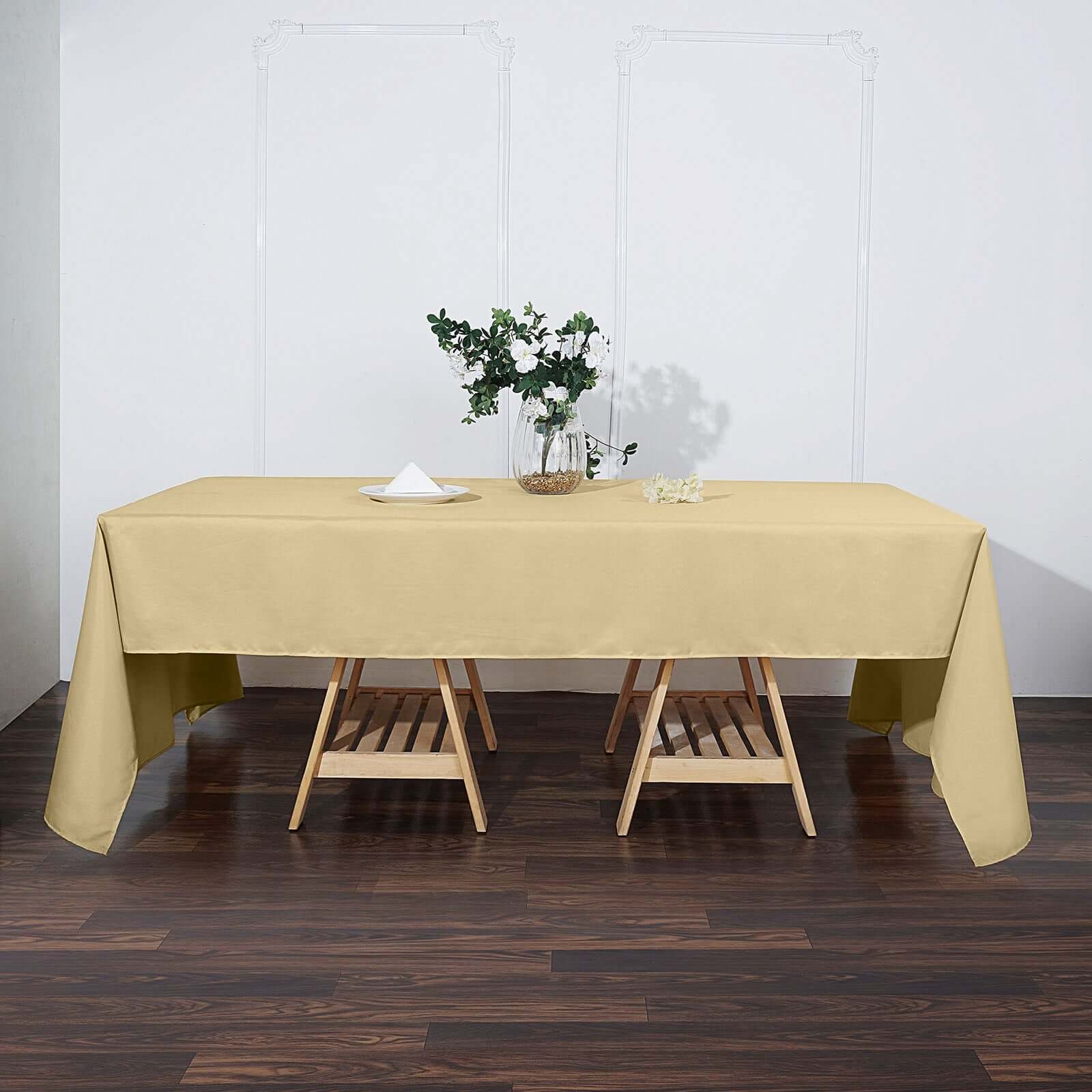 Polyester 60"x126" Rectangle Tablecloth Champagne - Wrinkle-Resistant Table Cover - Image 3
