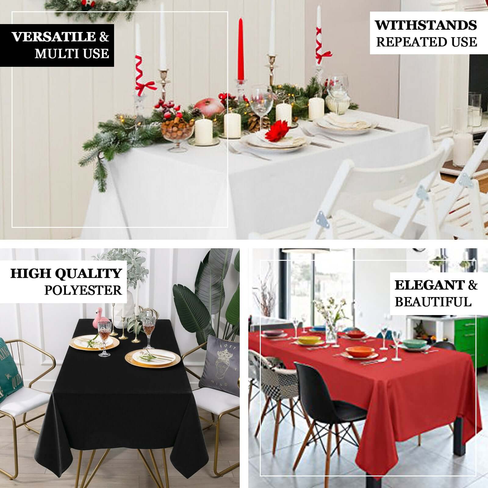 Polyester 60"x126" Rectangle Tablecloth Champagne - Wrinkle-Resistant Table Cover - Image 4