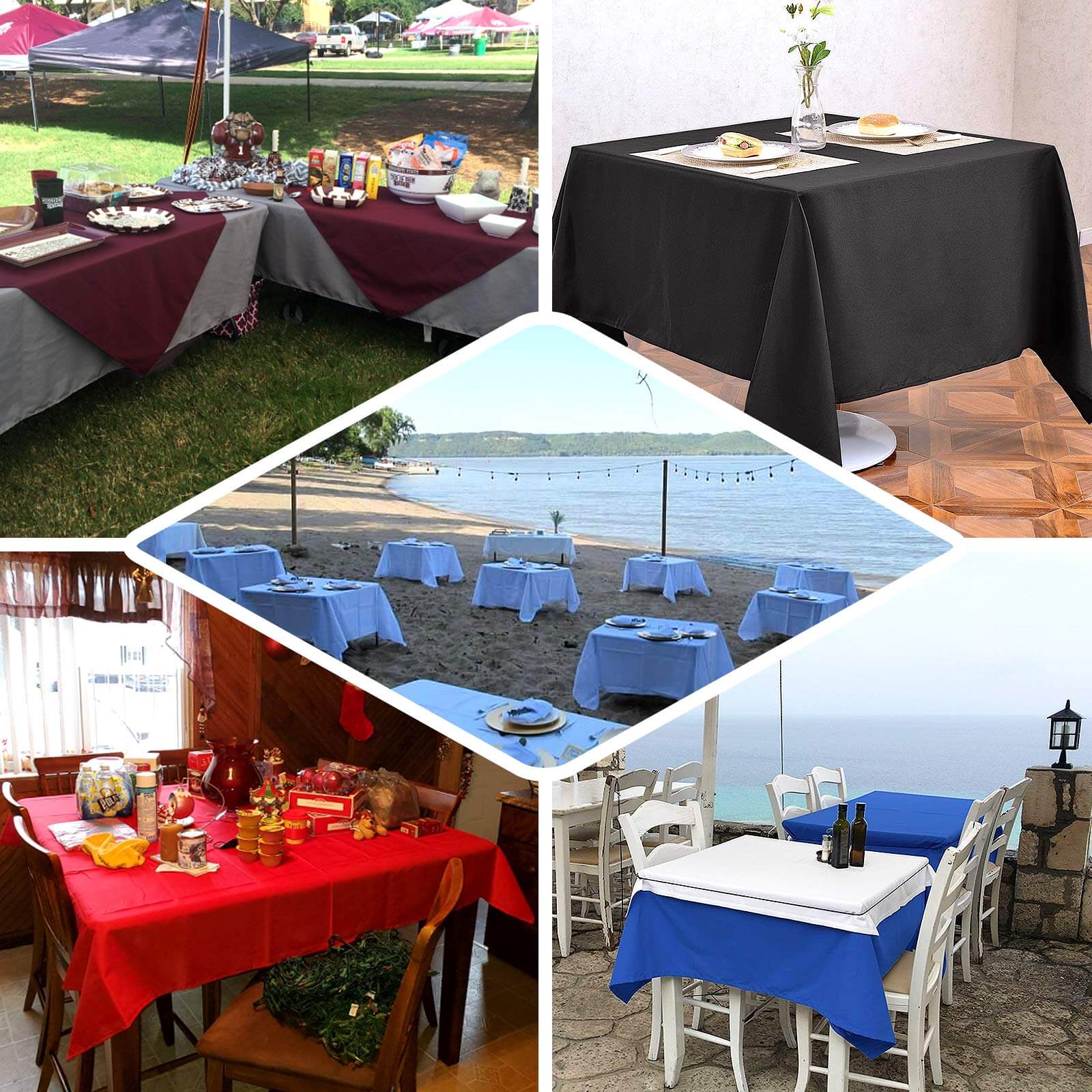 Polyester 70"x70" Table Overlay Square Tablecloth Pink - Wrinkle-Resistant & Durable Table Cover - Image 5
