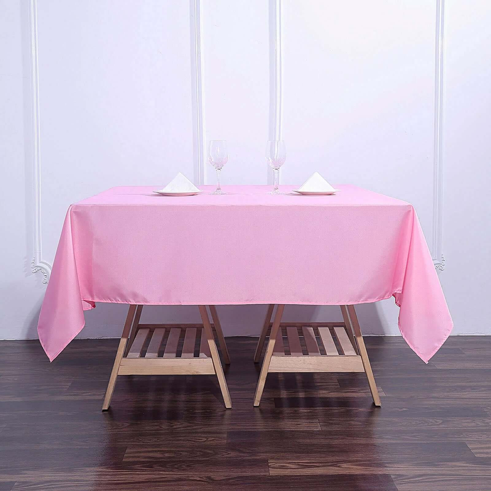 Polyester 70"x70" Table Overlay Square Tablecloth Pink - Wrinkle-Resistant & Durable Table Cover - Image 6