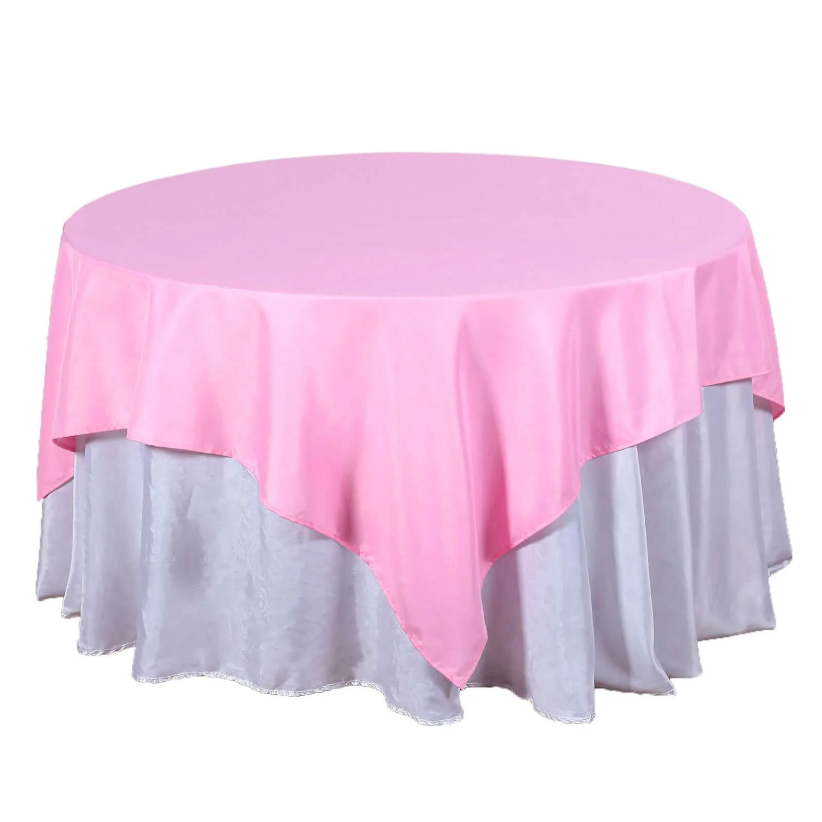 Polyester 70"x70" Table Overlay Square Tablecloth Pink - Wrinkle-Resistant & Durable Table Cover - Image 7