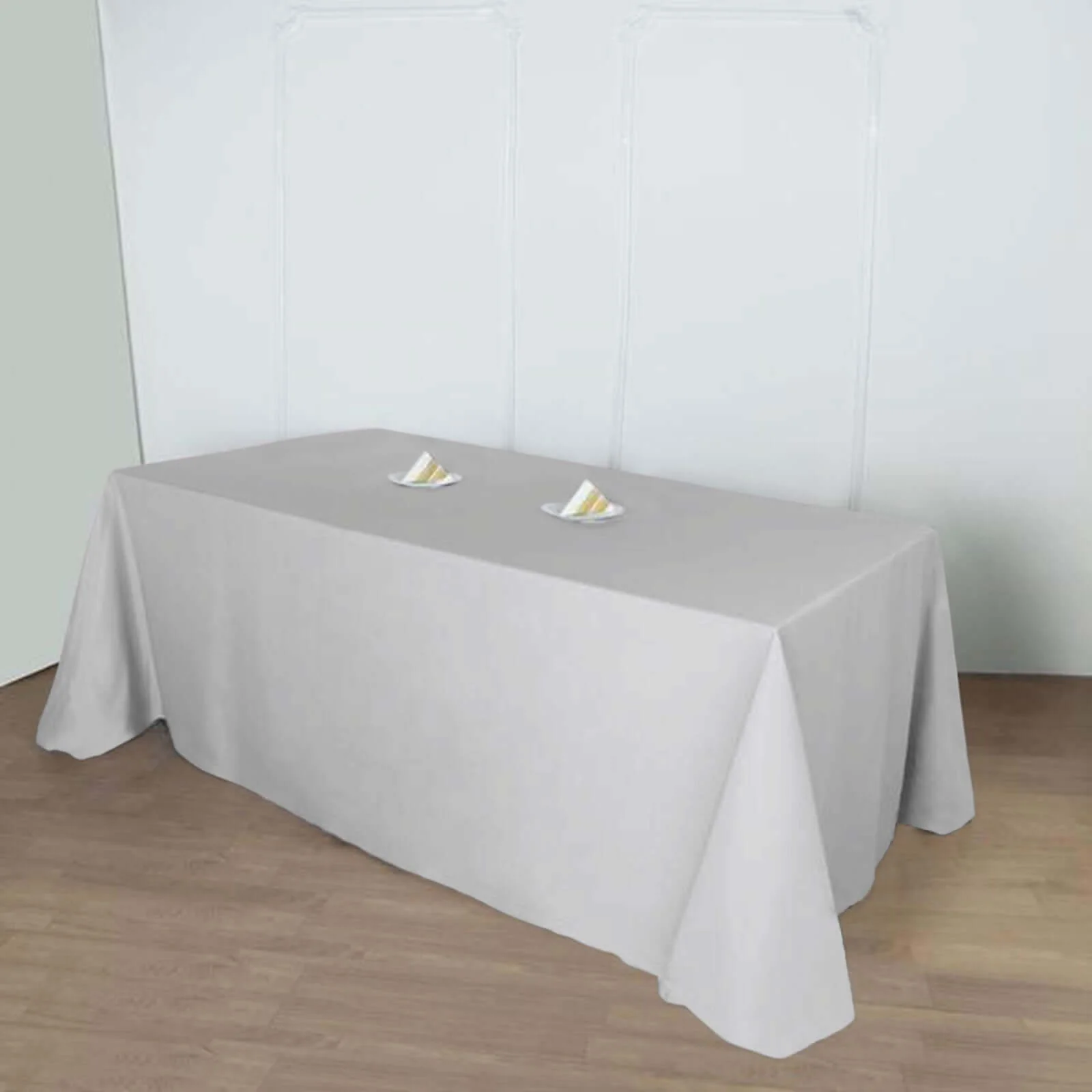 Polyester 90"x156" Rectangle Tablecloth Silver - Seamless Wrinkle-Resistant Table Cover - Image 2