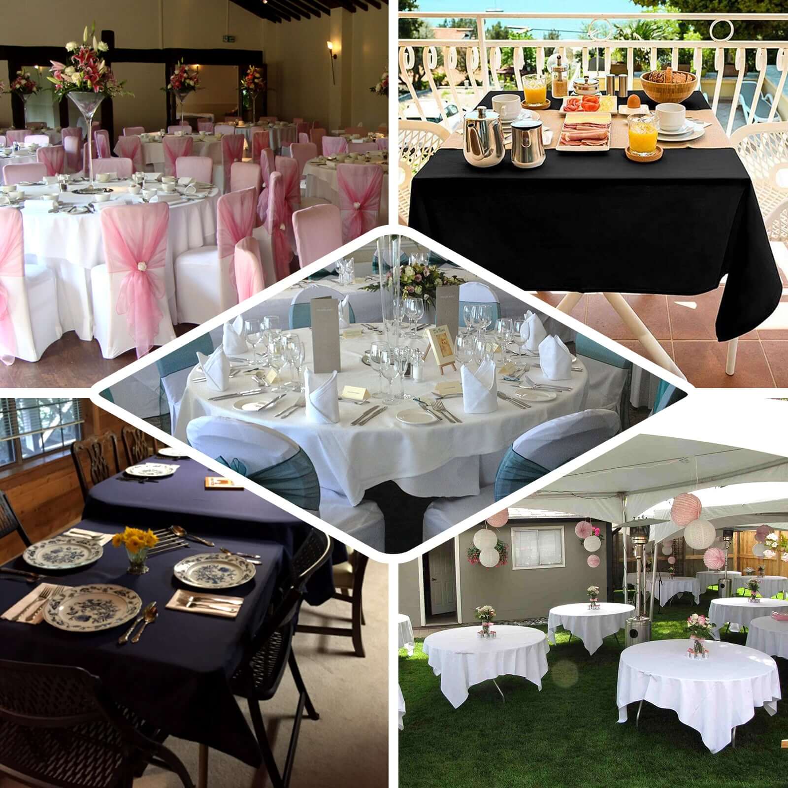 Polyester 90"x90" Table Overlay Square Tablecloth Black - Wrinkle-Resistant & Durable Table Cover for Events - Image 5