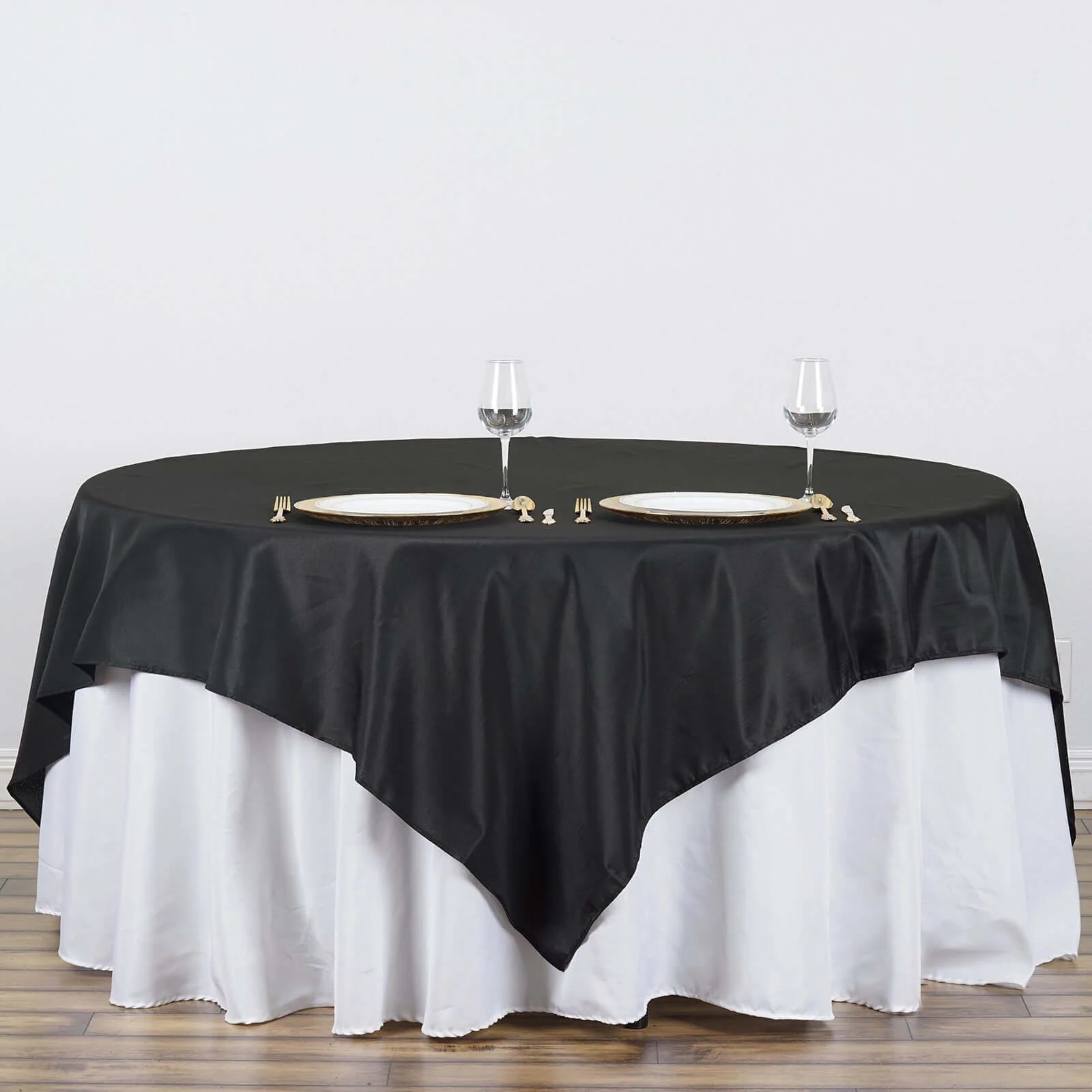 Polyester 90"x90" Table Overlay Square Tablecloth Black - Wrinkle-Resistant & Durable Table Cover for Events - Image 6