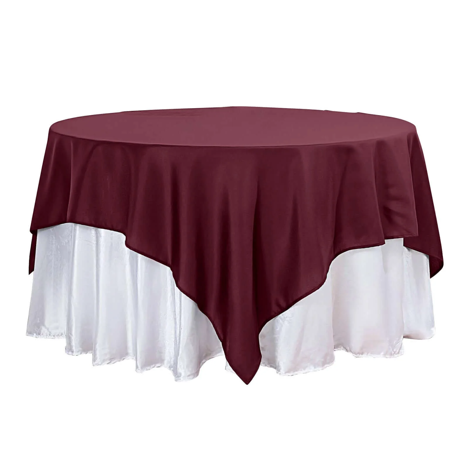 Polyester 90"x90" Table Overlay Square Tablecloth Burgundy - Wrinkle-Resistant & Durable Table Cover - Image 6