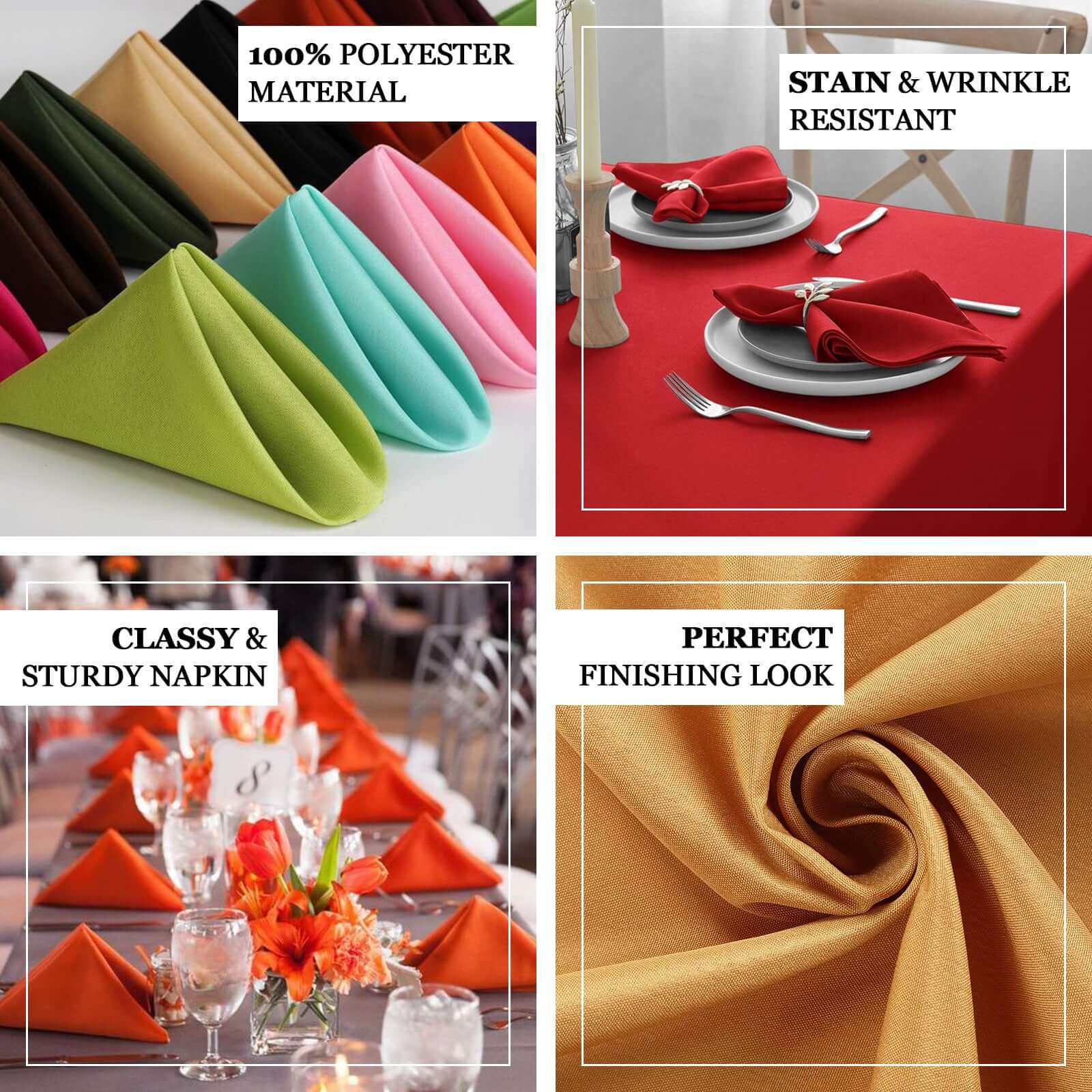 5-Pack Polyester Cloth Napkins 17”x17” Denim Blue with Faux Denim Design, Wrinkle & Stain Resistant for Events - Image 4