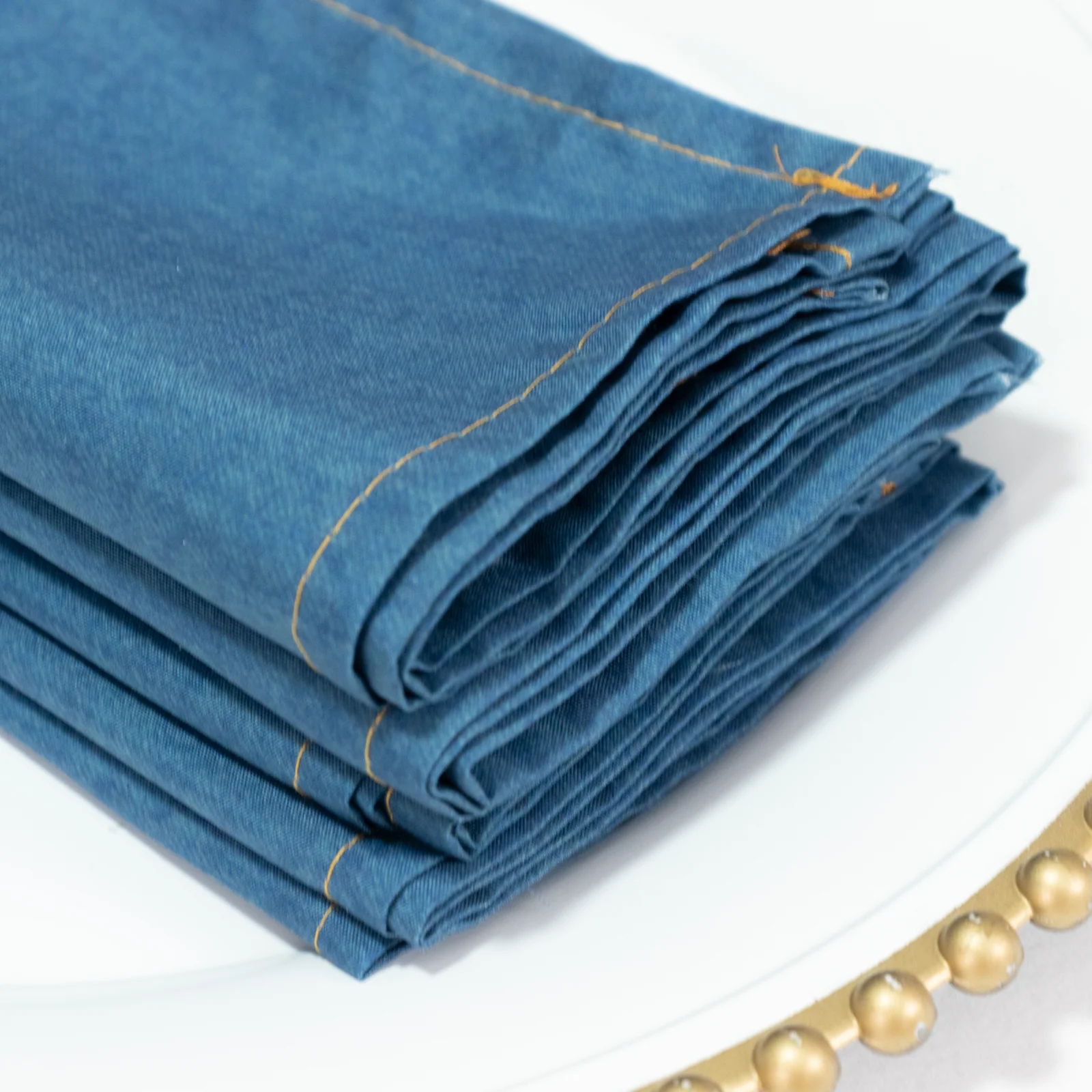 5-Pack Polyester Cloth Napkins 17”x17” Denim Blue with Faux Denim Design, Wrinkle & Stain Resistant for Events - Image 7