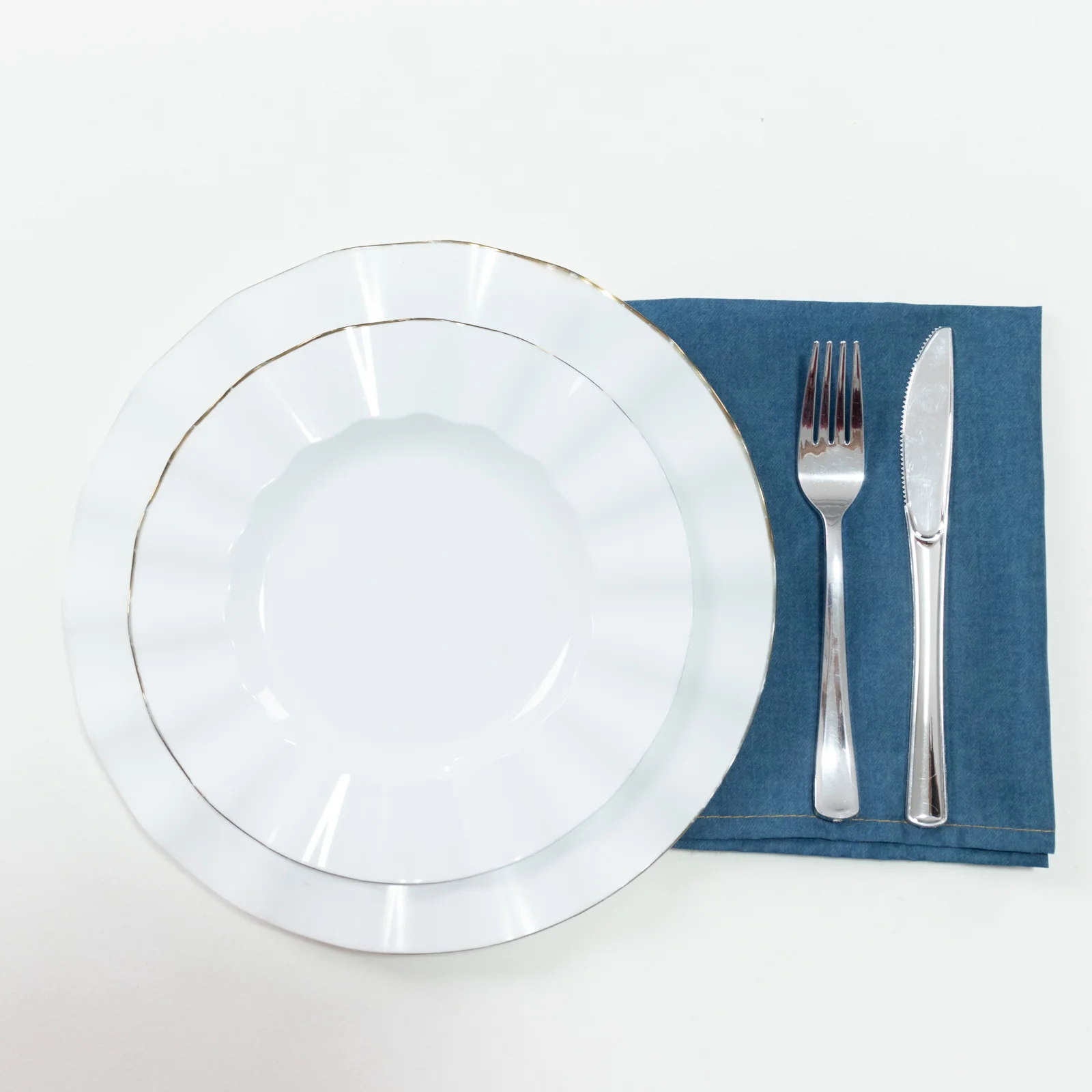 5-Pack Polyester Cloth Napkins 17”x17” Denim Blue with Faux Denim Design, Wrinkle & Stain Resistant for Events - Image 9