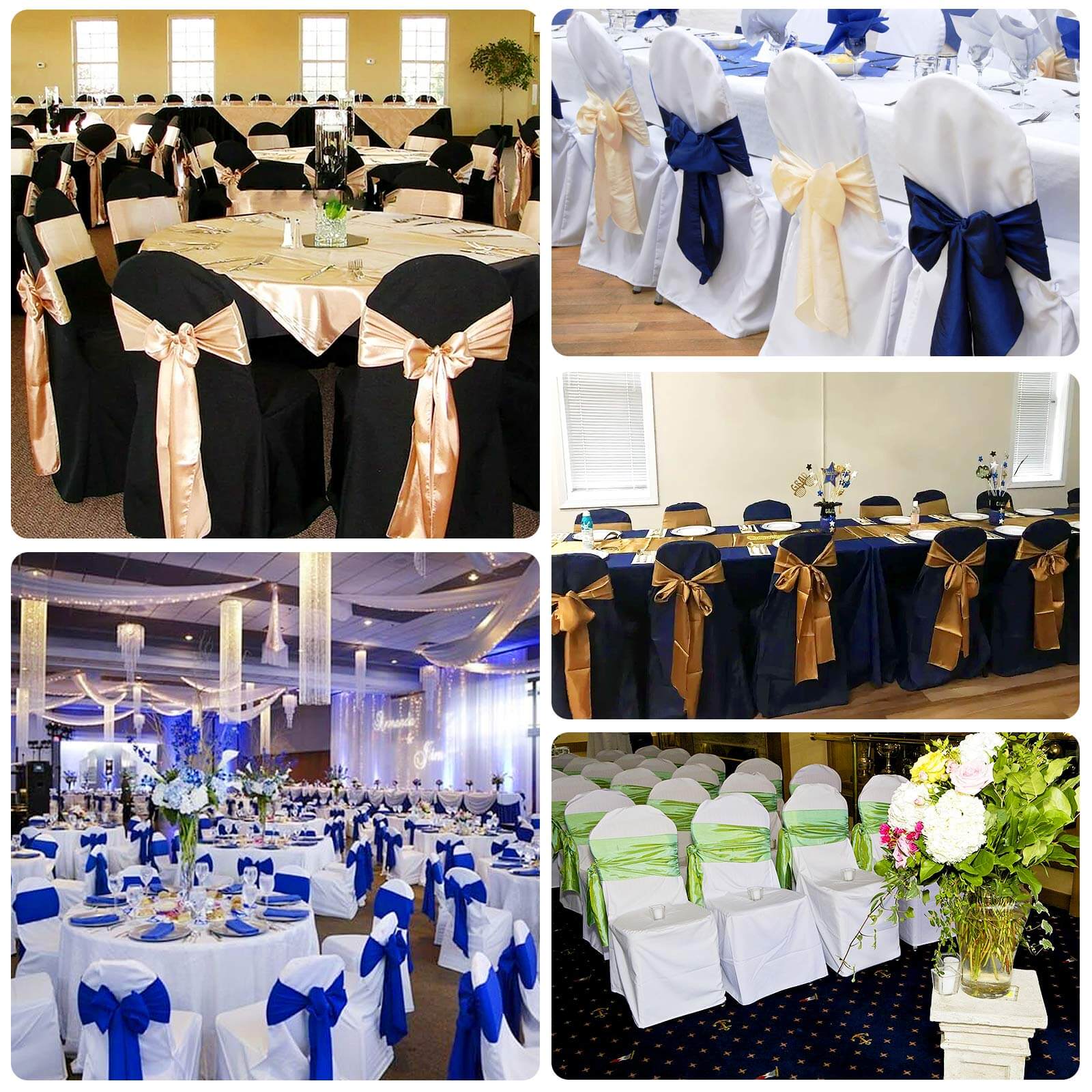 Polyester Slip On Banquet Chair Covers Navy Blue - Stain-Resistant Reusable Durable Fabric - Image 5