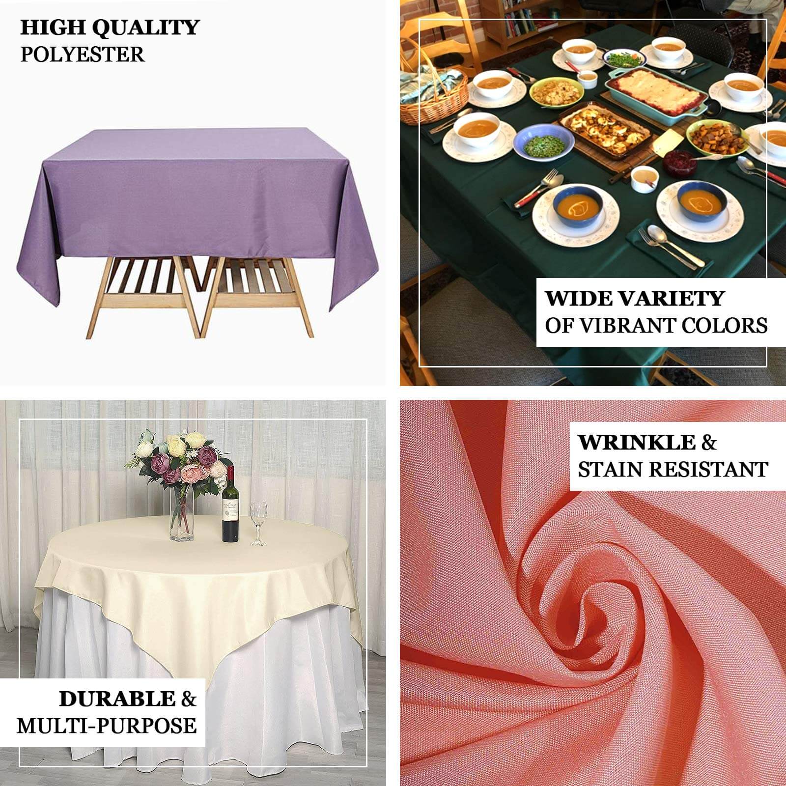 Polyester Square 70"x70" Tablecloth Navy Blue - Wrinkle-Resistant & Durable Table Cover - Image 5