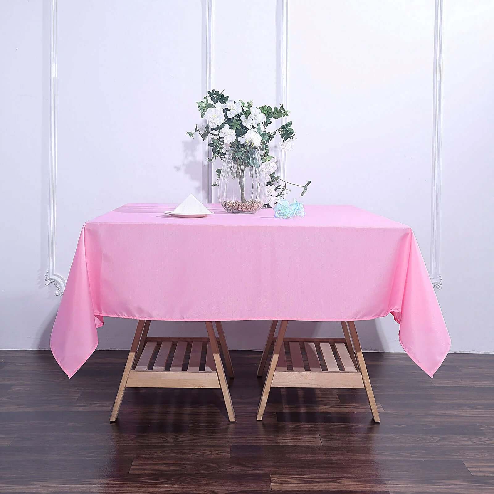 Polyester Square 70"x70" Tablecloth Pink - Wrinkle-Resistant & Durable Table Cover - Image 2