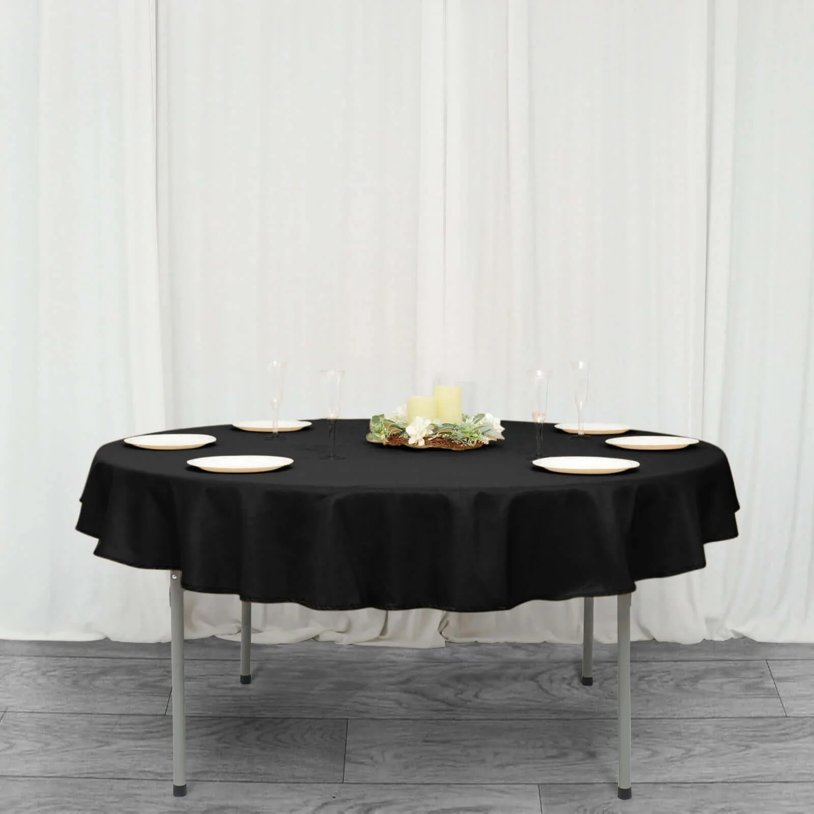 Polyester Square 90"x90" Tablecloth Black - Wrinkle-Resistant & Durable Table Cover for Events - Image 2