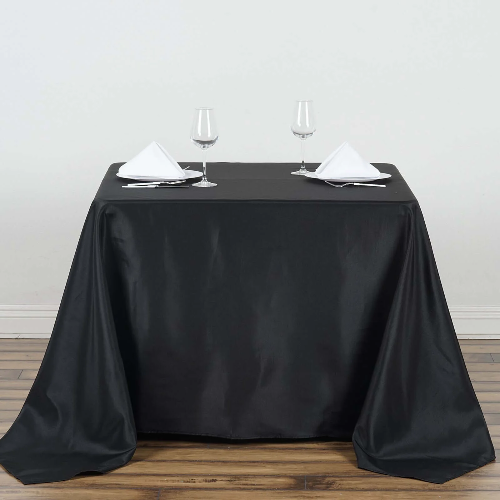 Polyester Square 90"x90" Tablecloth Black - Wrinkle-Resistant & Durable Table Cover for Events - Image 5