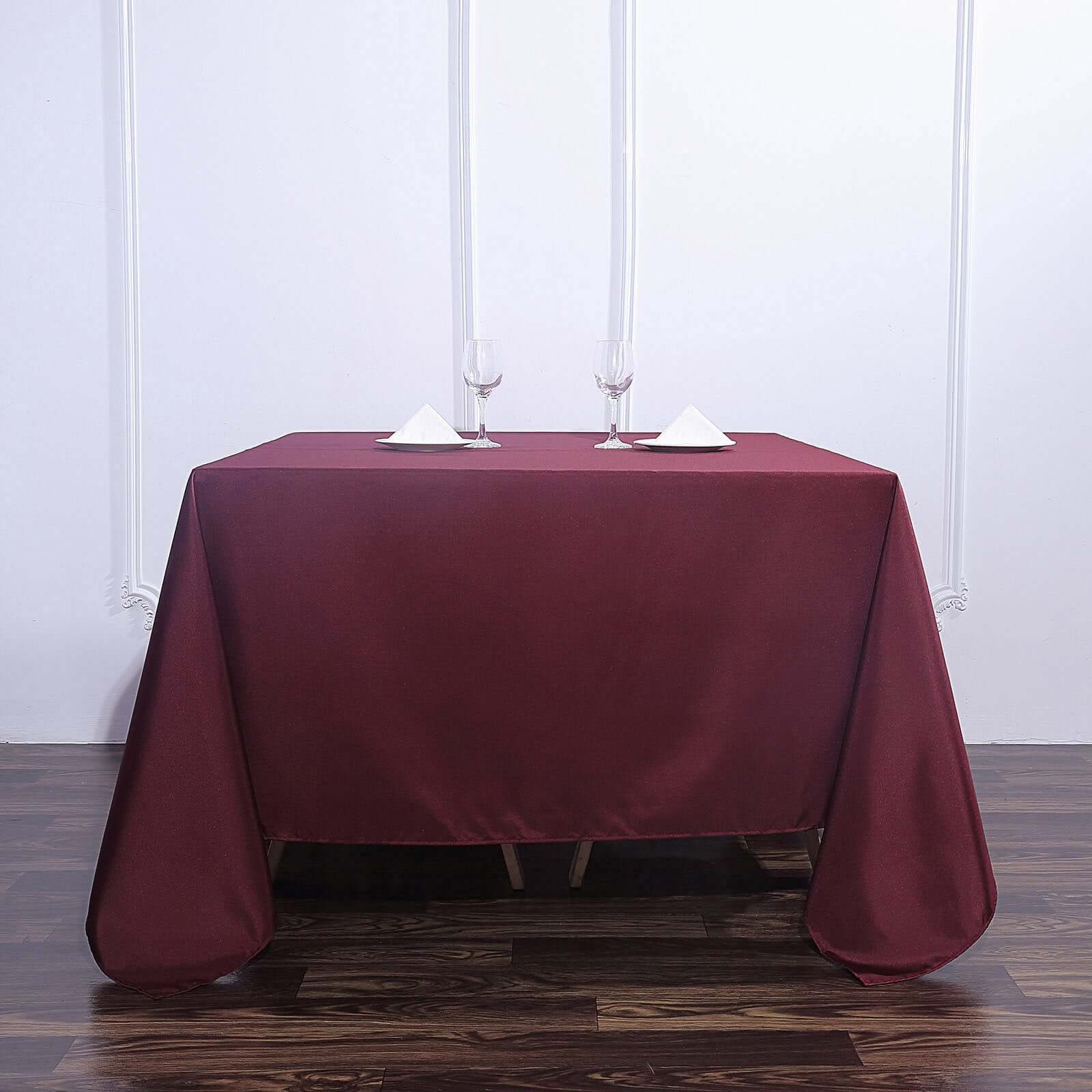 Polyester Square 90"x90" Tablecloth Burgundy - Wrinkle-Resistant & Durable Table Cover - Image 2