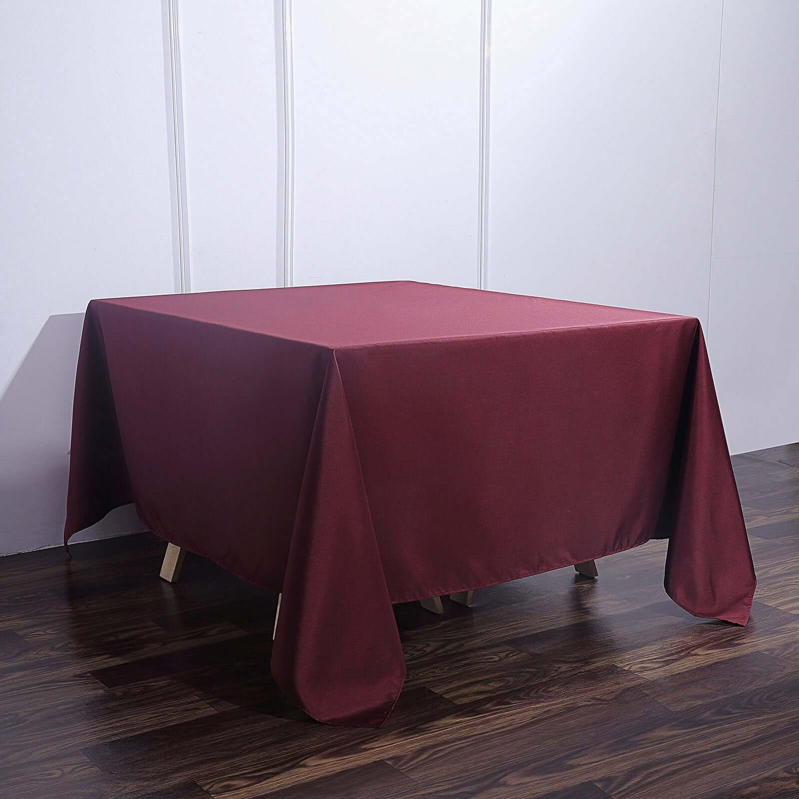 Polyester Square 90"x90" Tablecloth Burgundy - Wrinkle-Resistant & Durable Table Cover - Image 6