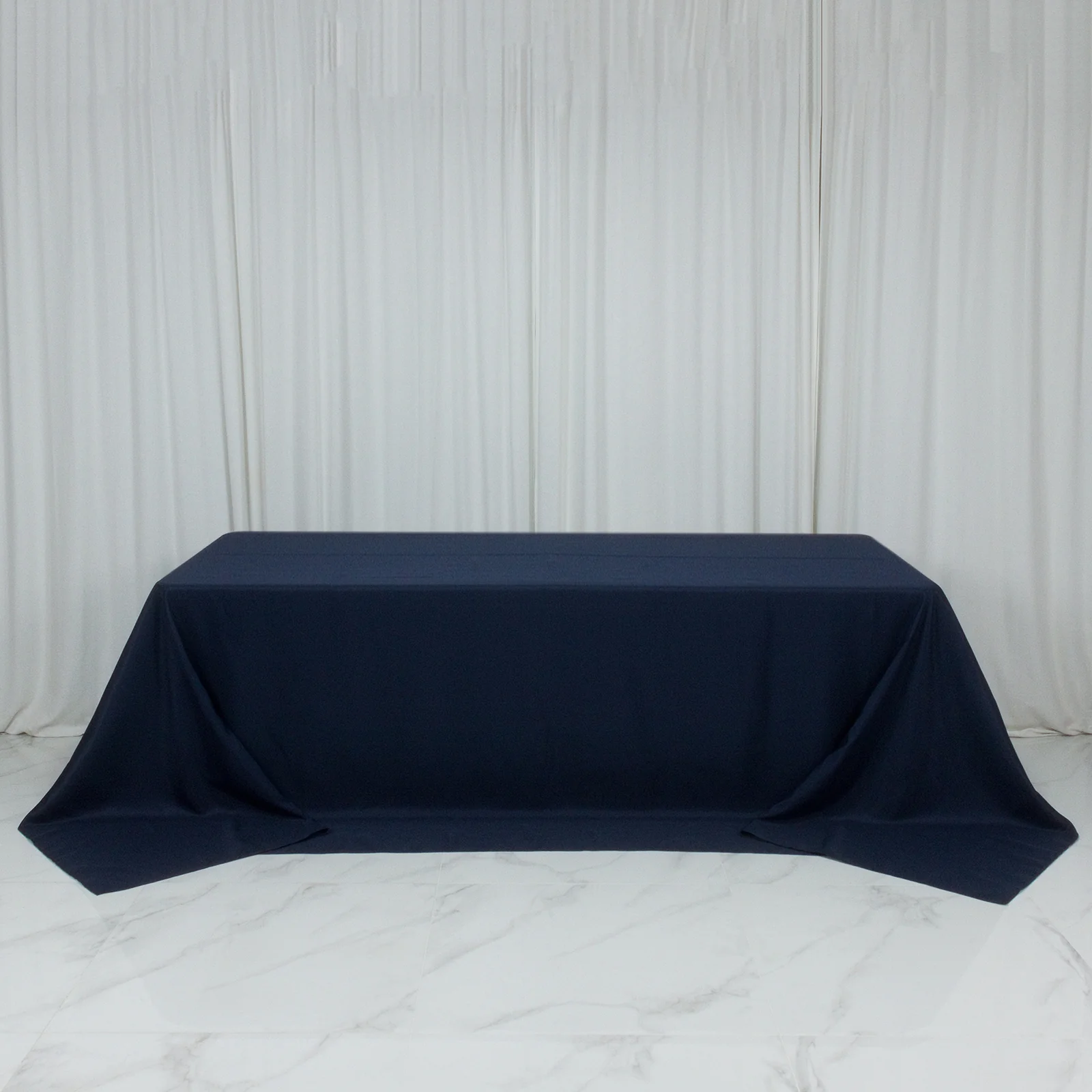 Navy Blue Polyester Rectangular King Tablecloth – 108" x 156" Extra-Wide, Wrinkle-Resistant Banquet Linen for Catering, Events & 8ft Tables - Image 6