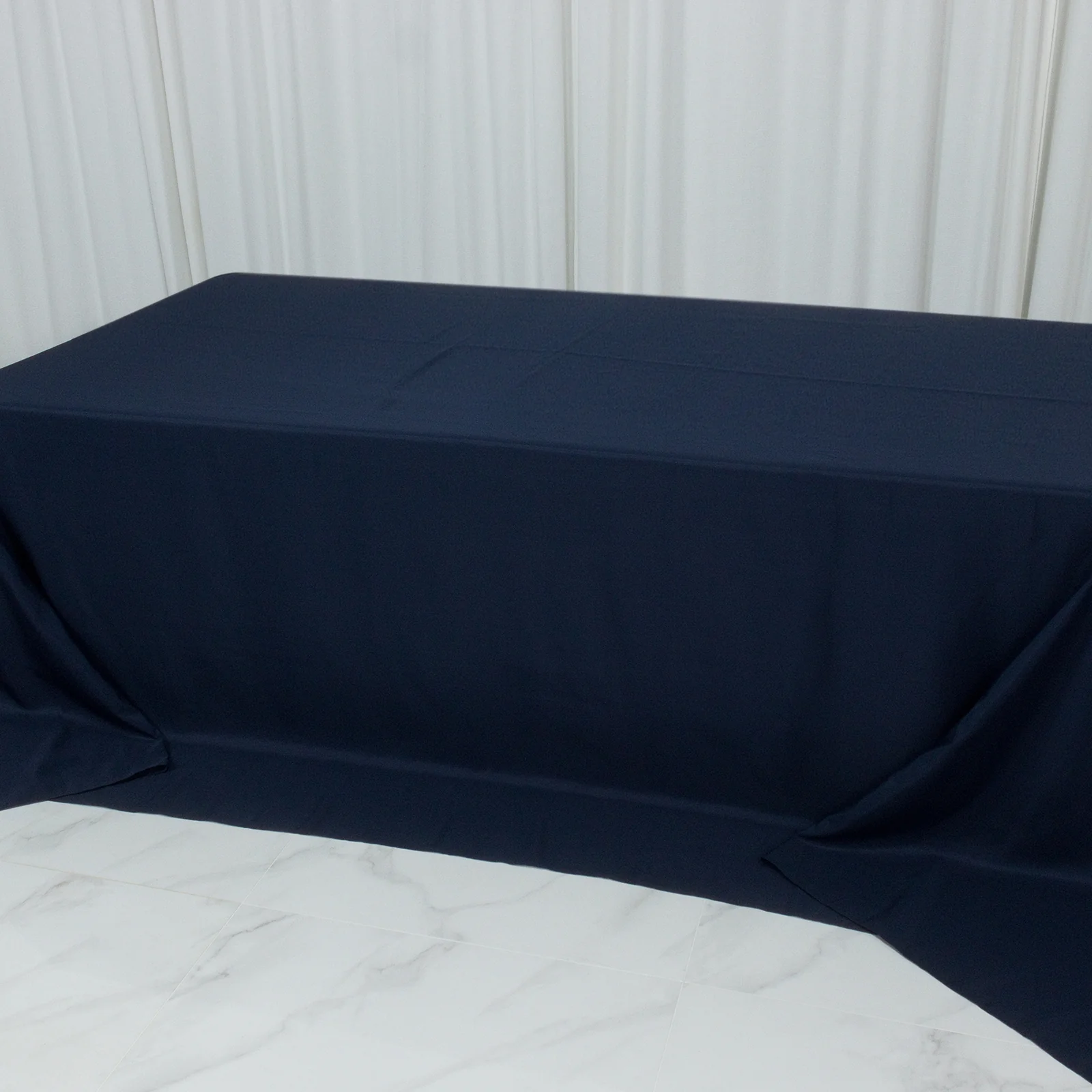 Navy Blue Polyester Rectangular King Tablecloth – 108" x 156" Extra-Wide, Wrinkle-Resistant Banquet Linen for Catering, Events & 8ft Tables - Image 9