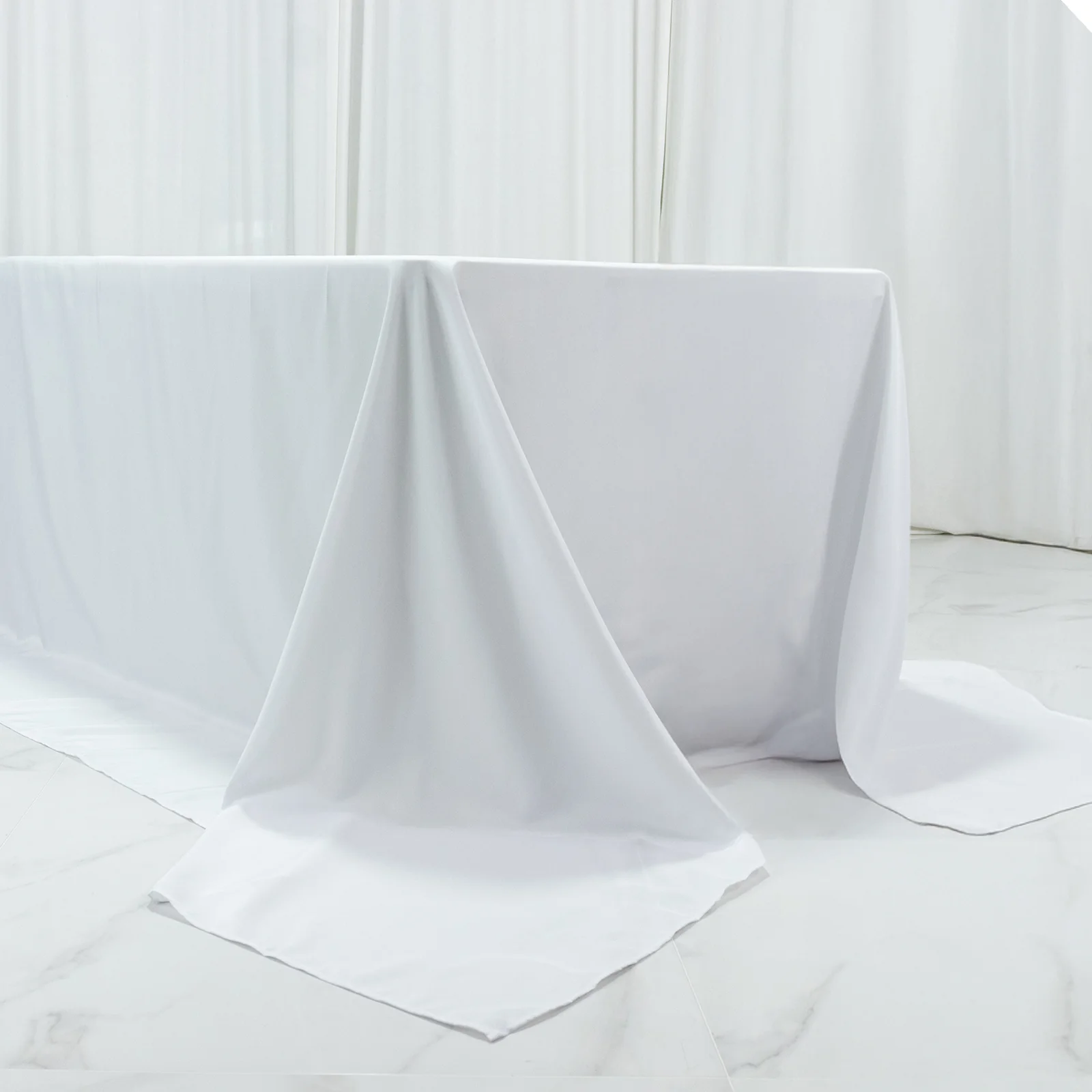 White Polyester Rectangular King Tablecloth – 108" x 156" Extra-Wide, Wrinkle-Resistant Banquet Linen for Catering, Events & 8ft Tables - Image 7